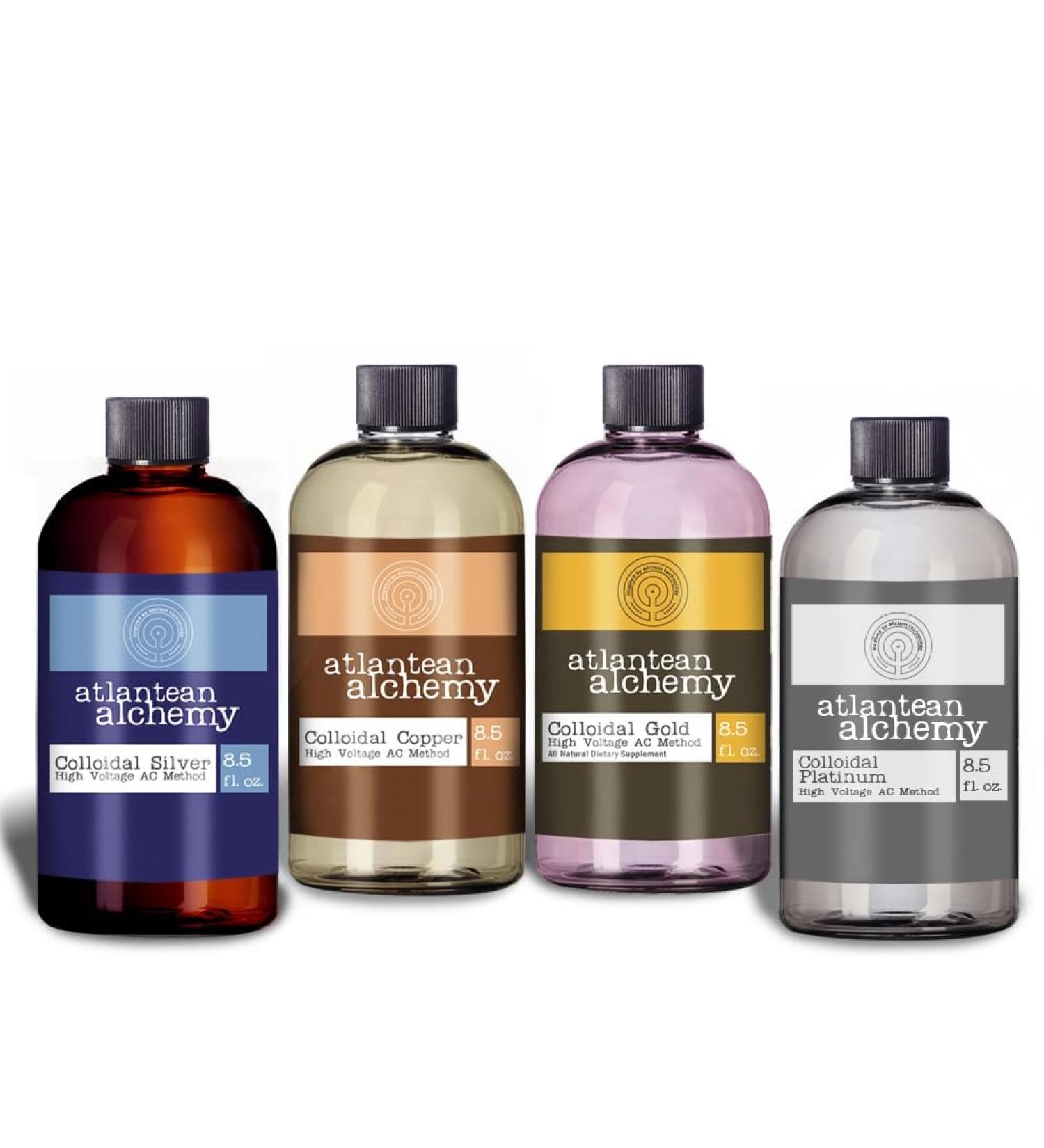 Colloidal Silver Copper Gold & Platinum Bundle 60PPM (4 Pack - 8.5oz Bottles) - Buy Online on GoSupps.com