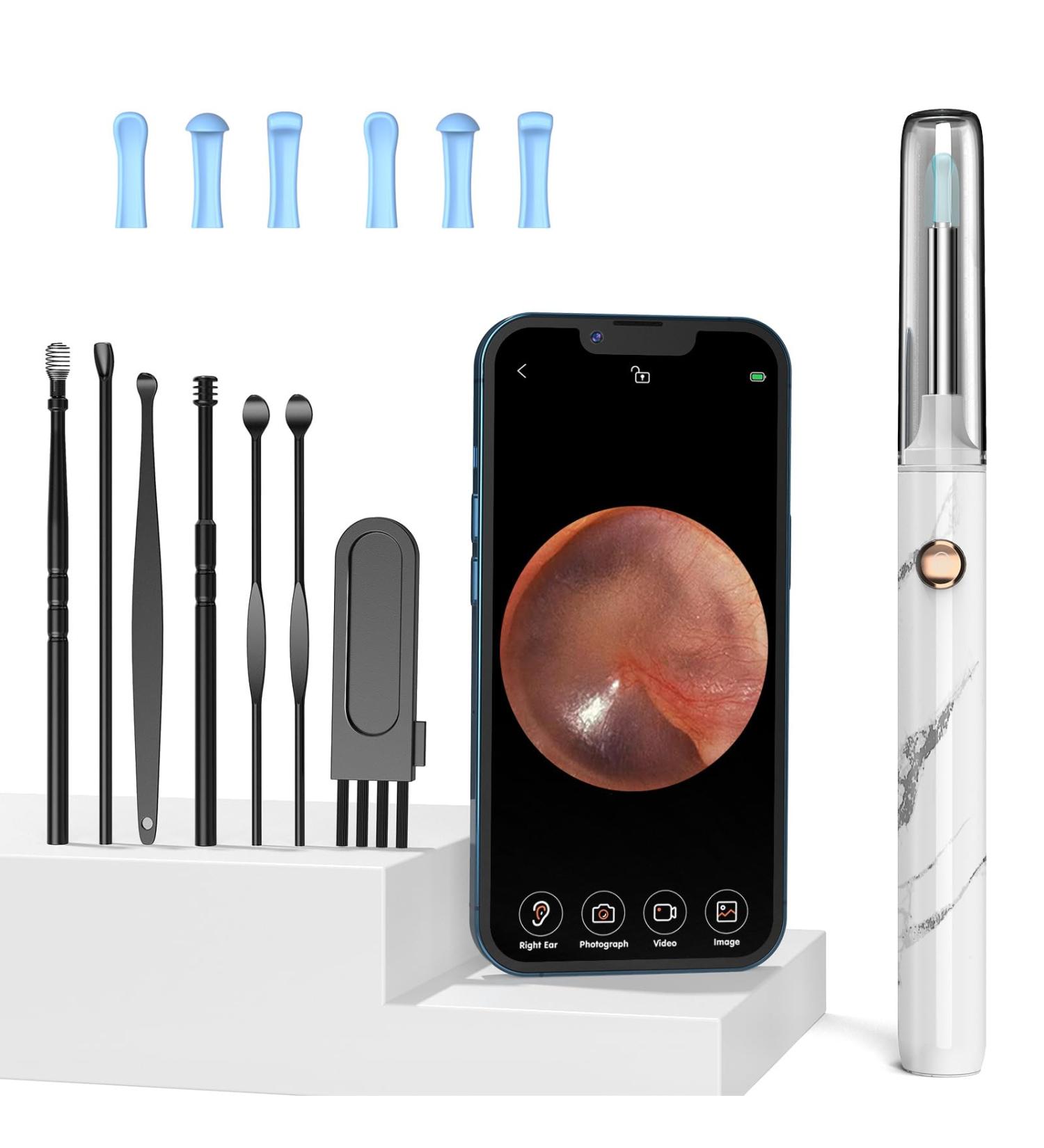 Outact 1080p HD Ear Wax Removal Otoscope - Waterproof Ear Cleaner with 7-Piece Set for iPhone iPad & Android - Buy Online on GoSupps.com