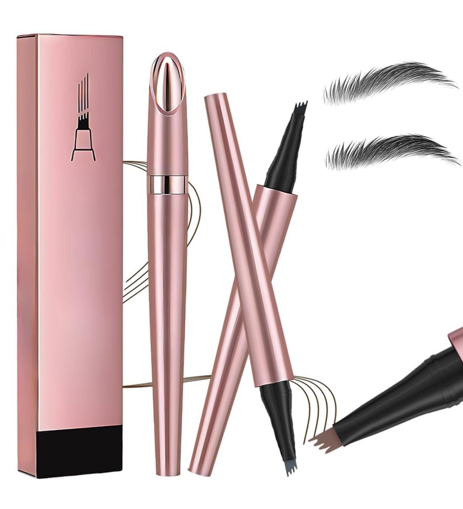 Magic Eyebrow Pencil 4-Tipped Precise Brow Pen 3D Waterproof Microblading Eyebrow Pencil Contouring Pen Waterproof Natural Fine Stroke Magic Eyebrow Pencil for Women and Gril (Black+Gray) - Buy Online on GoSupps.com