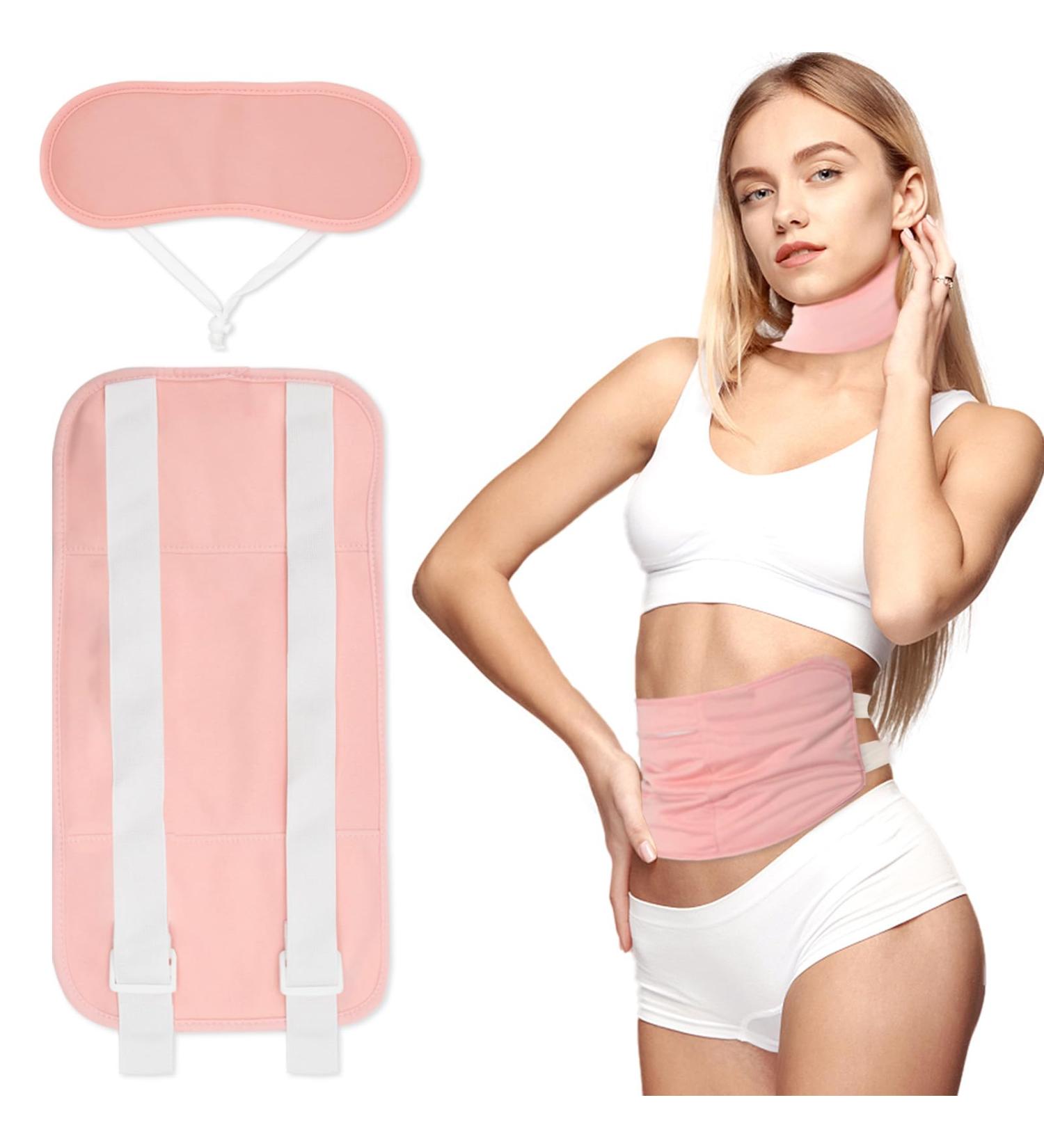 Reusable Organic Castor Oil Pack Wrap Kit - Adjustable Elastic Straps & Massage Belt (Rose) | International Shipping - Buy Online on GoSupps.com