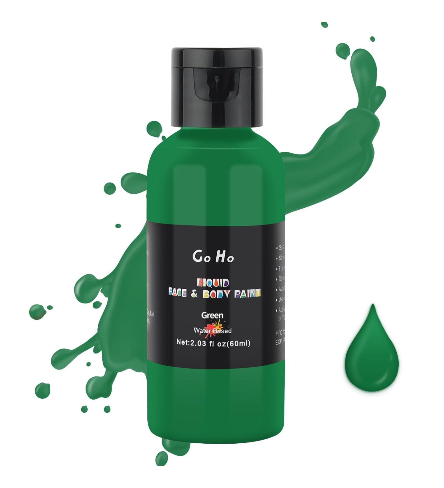 Go Ho Makeup Liquid Body Paint (2.1 oz) - Green Water Based Face & Body Paint for Special FX, Cosplay, Halloween - Buy Online on GoSupps.com