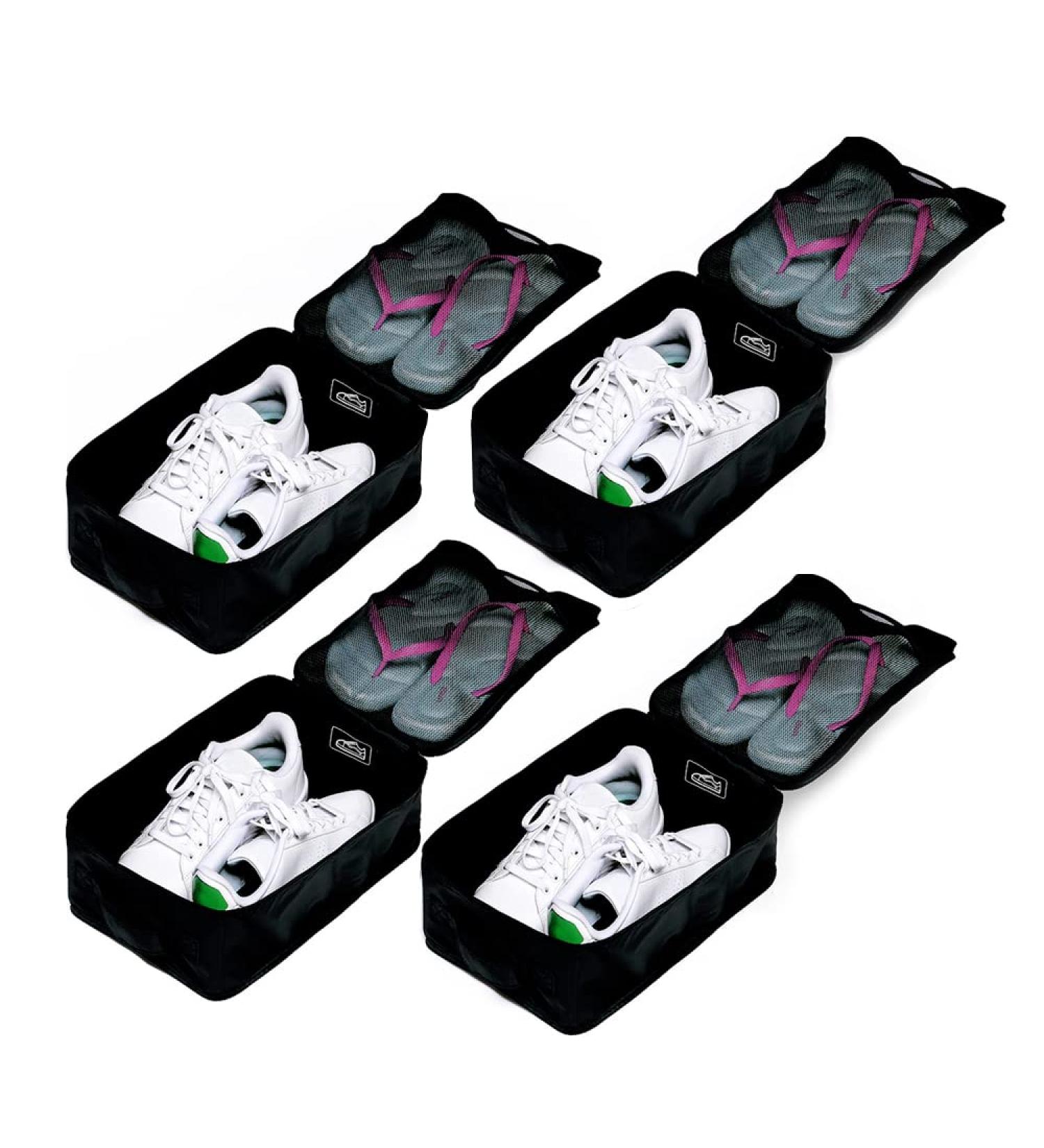 Foldable Waterproof Travel Shoe Bags Organizer - Double Layer (4 Black Bags) - Buy Online on GoSupps.com