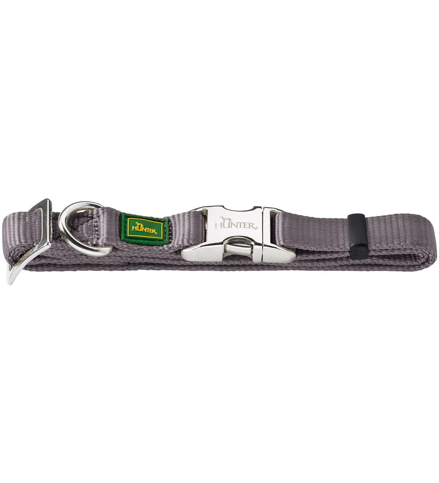 HUNTER Vario Basic Alu-Strong Dog Collar - Durable Nylon Aluminum Snap Fastener Size M Grey - International Shipping Available - Buy Online on GoSupps.com