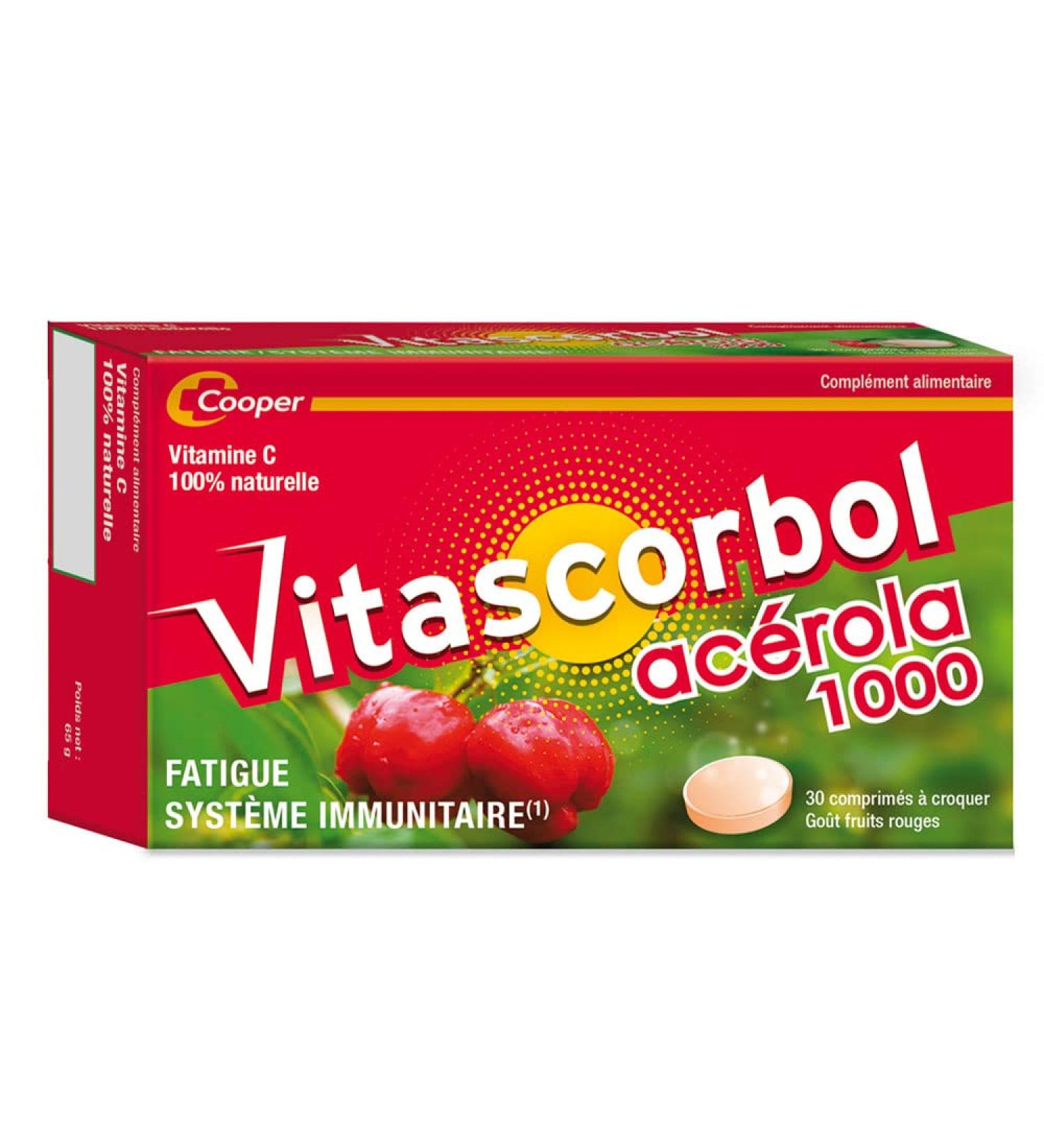 VITASCORBOL - Compl ment alimentaire base de vitamine C - Ac rola - 100% Naturelle - Fatigue et syst me immunitaire - Programme 30 jours - 30 comprim s croquer - Buy Online on GoSupps.com