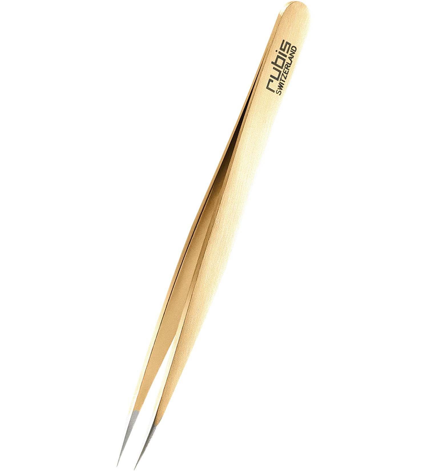 Rubis Splinter Tweezers - Gold-Plated Precision Tweezers for Splinters & Ingrown Hairs - Pointed Tweezers for Accurate Removal - Buy Online on GoSupps.com