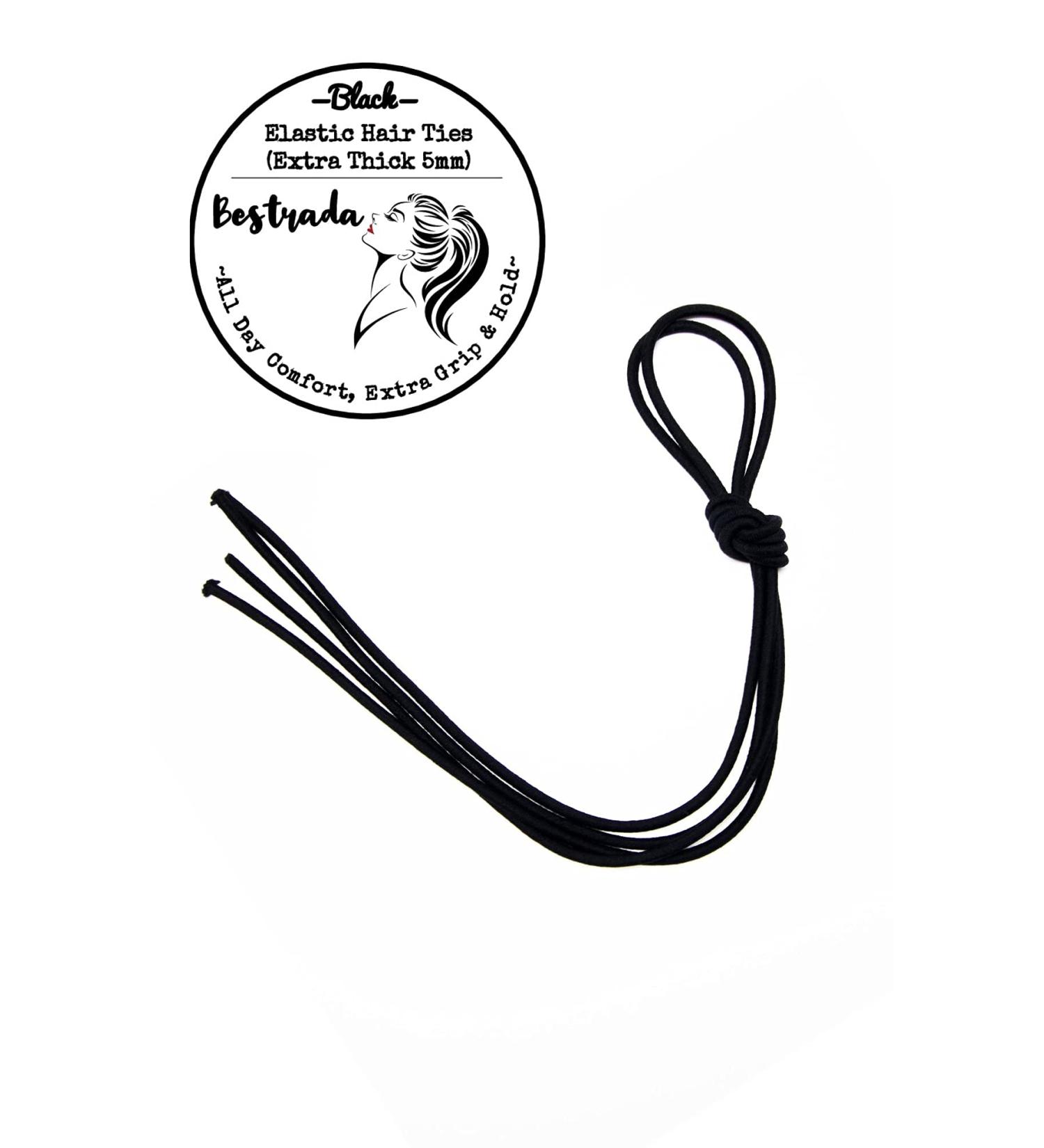 Extra Strong Black 5mm Elastic Hair Ties for Medium to Extra Thick Hair - 39 Inch Long String Bands (Pack of 2) - Buy Online on GoSupps.com