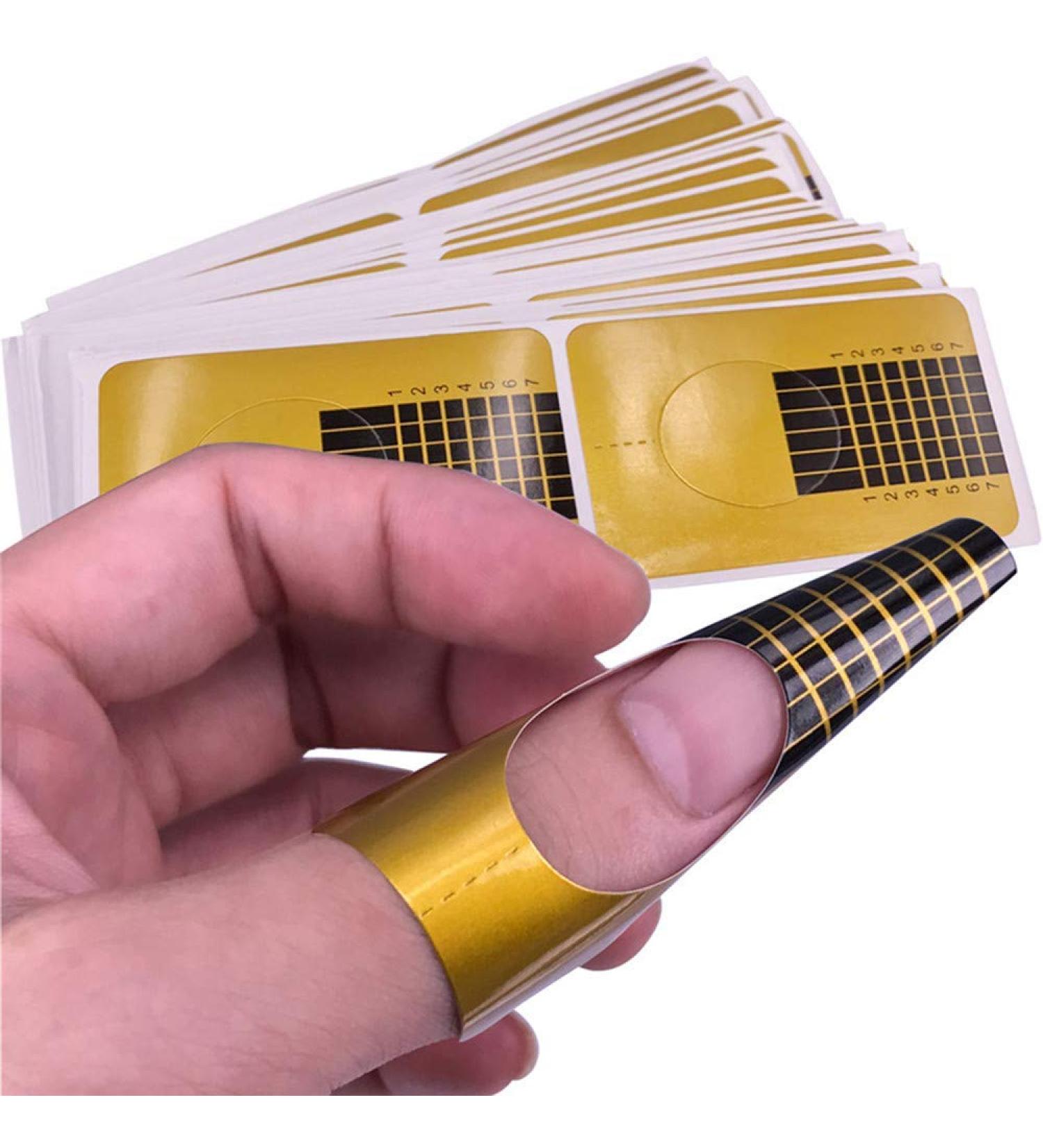 Voarge Nail Templates (200 Pieces) - Self-Adhesive Golden Stencils for Gel Nails & Nail Extensions | Ideal for Artificial Fingernail Modeling - Buy Online on GoSupps.com