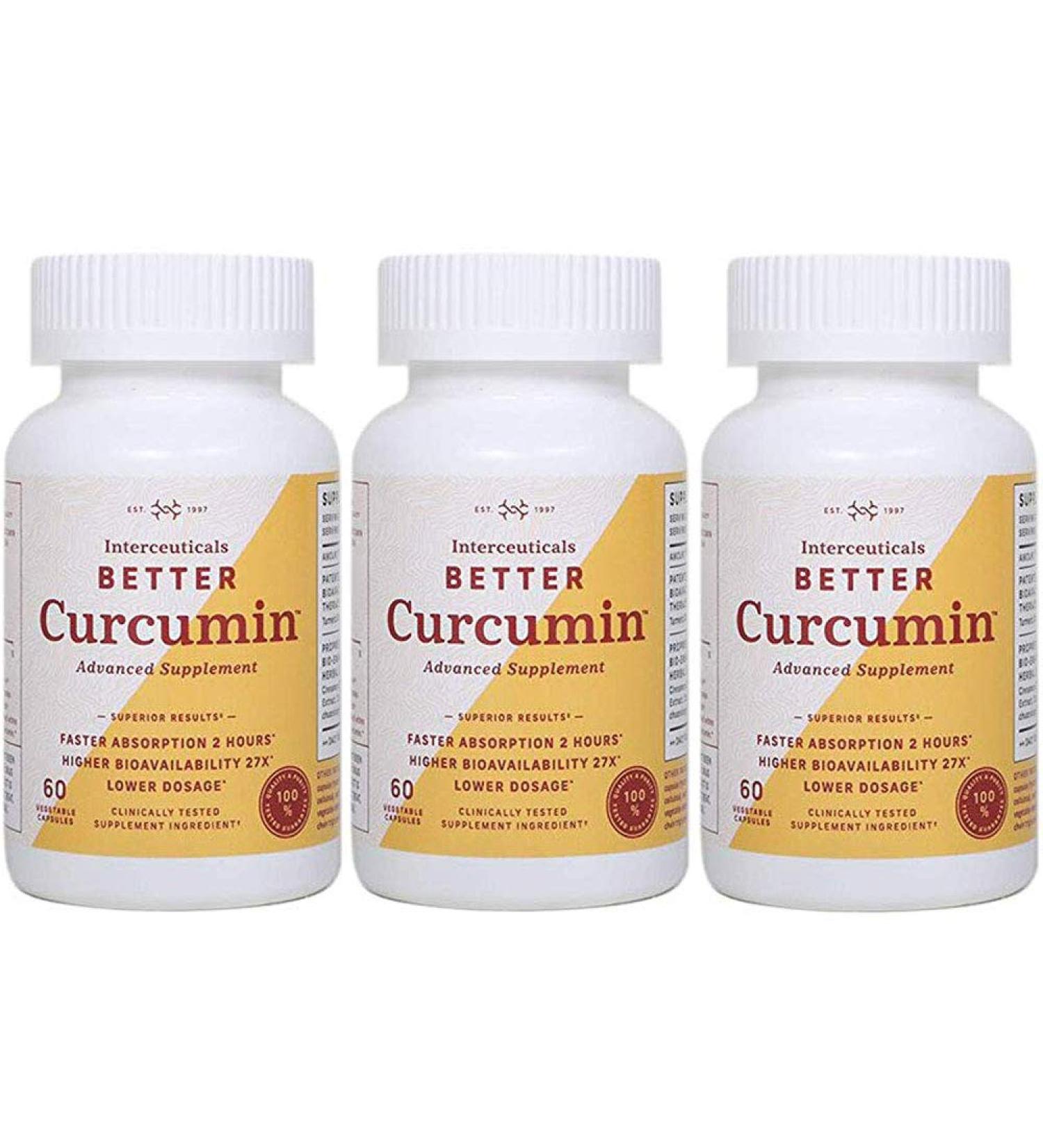 Interceuticals Better Curcumin - Theracurmin Curcumin 90 mg - 27X Bioavailable Turmeric* - High Absorption Low Dose (3 Bottles)