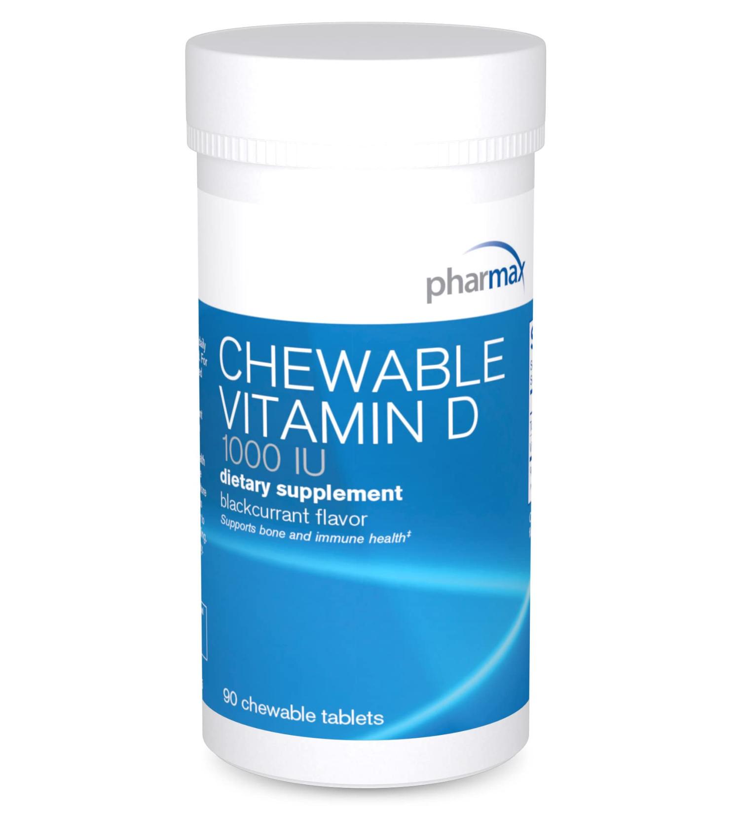 Pharmax Chewable Vitamin D (1000 IU) Supports Bone and Teeth Health | 90 Chewable Tablets - Buy Online on GoSupps.com