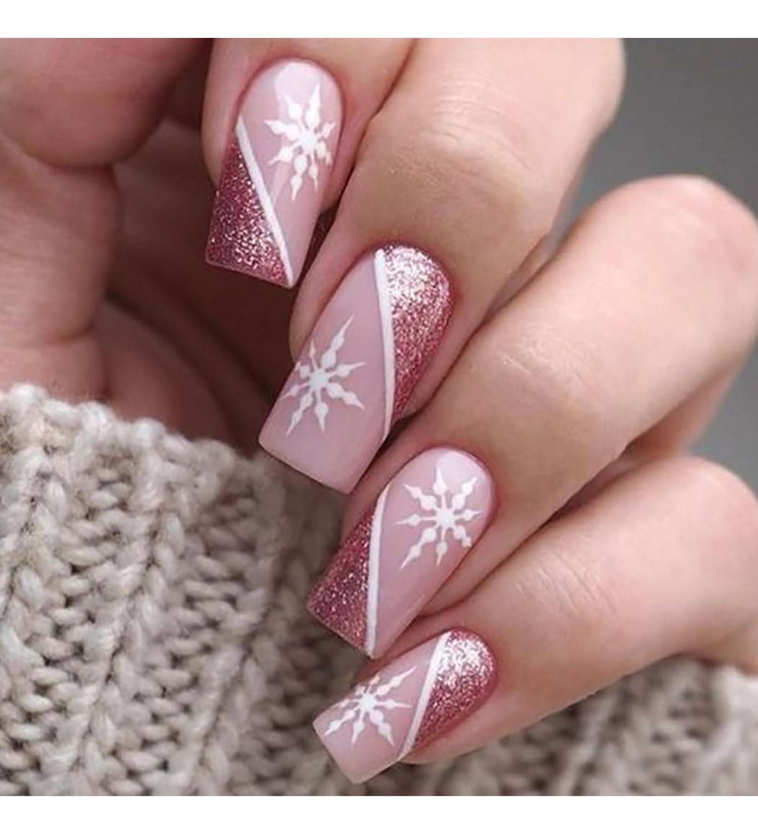 Vatocu Christmas Short Red Press on False Nails - Snowflake & Snowman Design (24pcs) - Buy Online on GoSupps.com