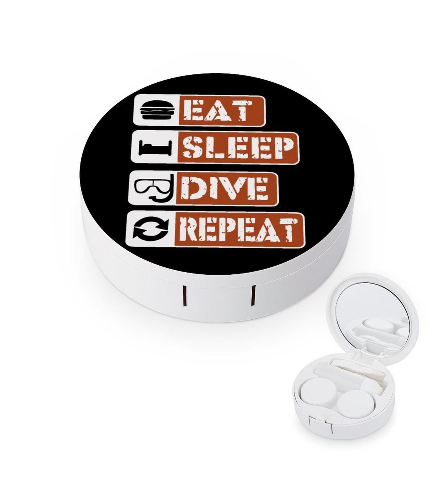 Eat Sleep Dive Repeat Contact Lens Kit - Portable Storage Box with Mirror | Cute Lens Holder for Travel - Buy Online on GoSupps.com