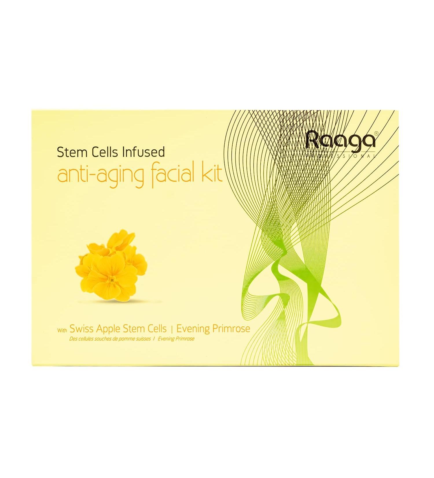 Anti-Aging Facial Kit | 6 Sachets | Face Cleanser Exfoliator Toner Serum Massage Oil & Peel Mask | with Swiss Apple for Radiant Skin