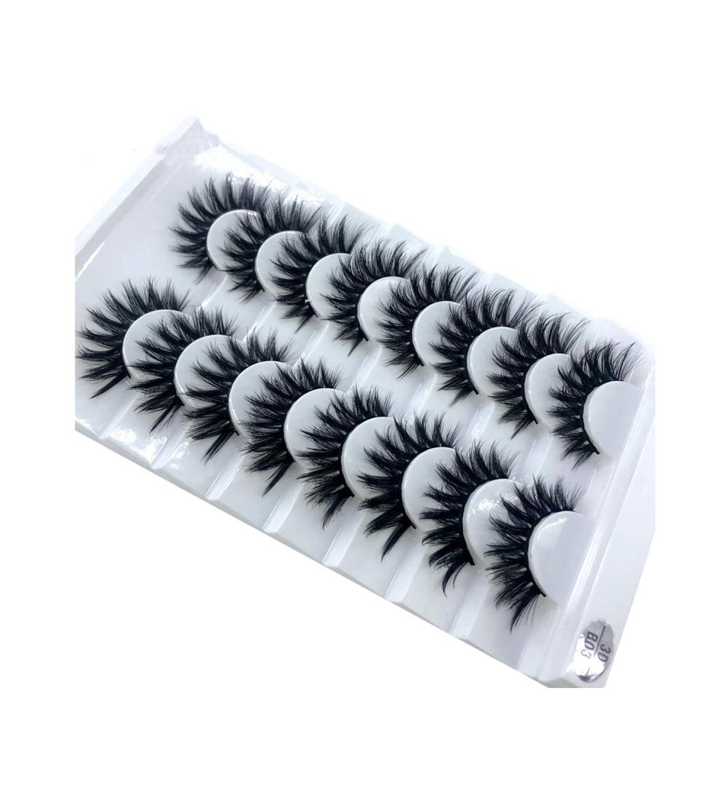 HBZGTLAD 3D Mink Eyelashes â€“ 8 Pairs Long Natural False Lashes for Stunning Makeup (B03) - Buy Online on GoSupps.com