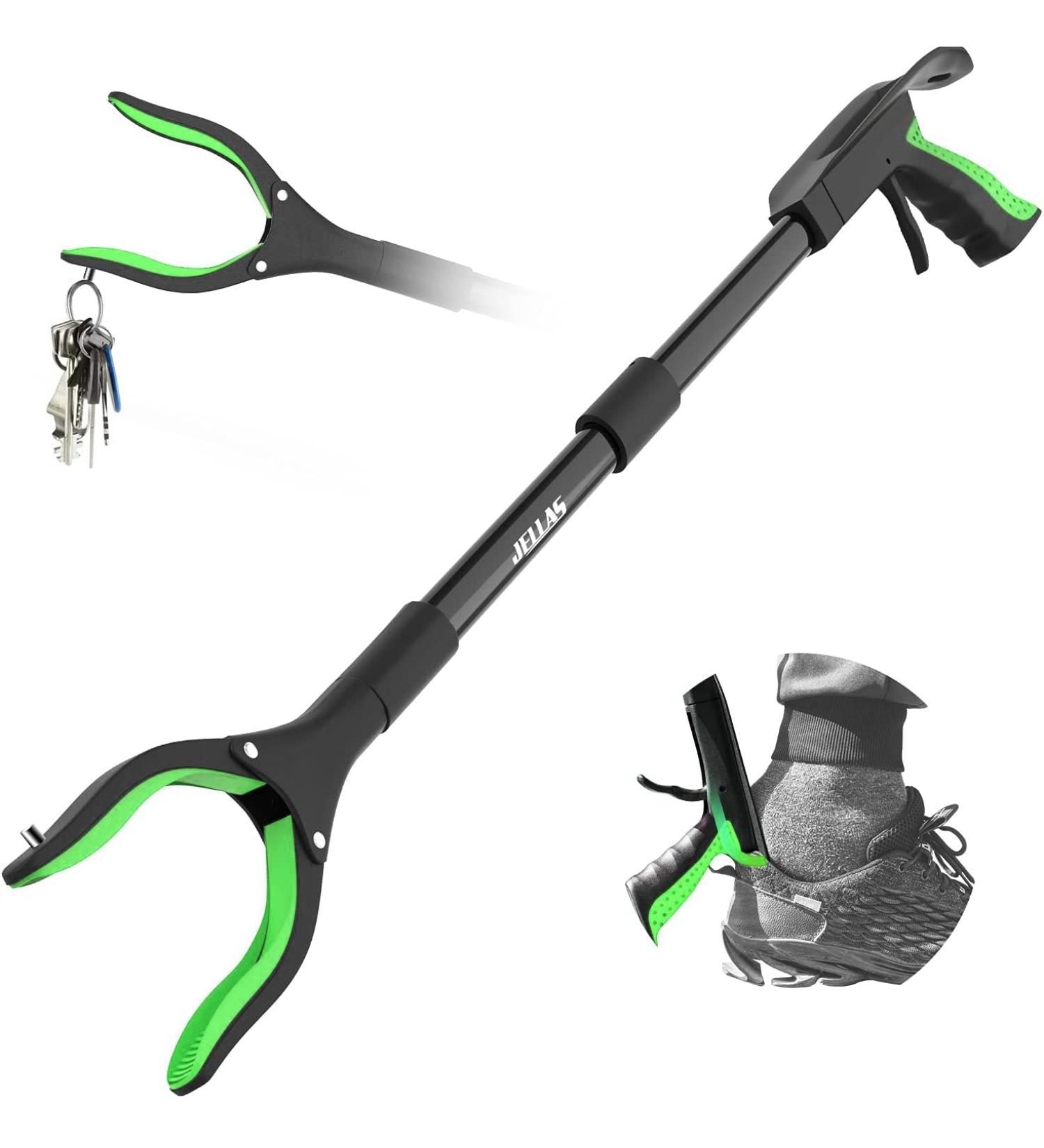 Jellas Reacher Grabber Tool  90 Rotating Head  32" Foldable Claw Grabber with Shoehorn  Reaching Assist Tool for Trash Pick Up  Litter Picker  RGSP01 (Green) - Buy Online on GoSupps.com