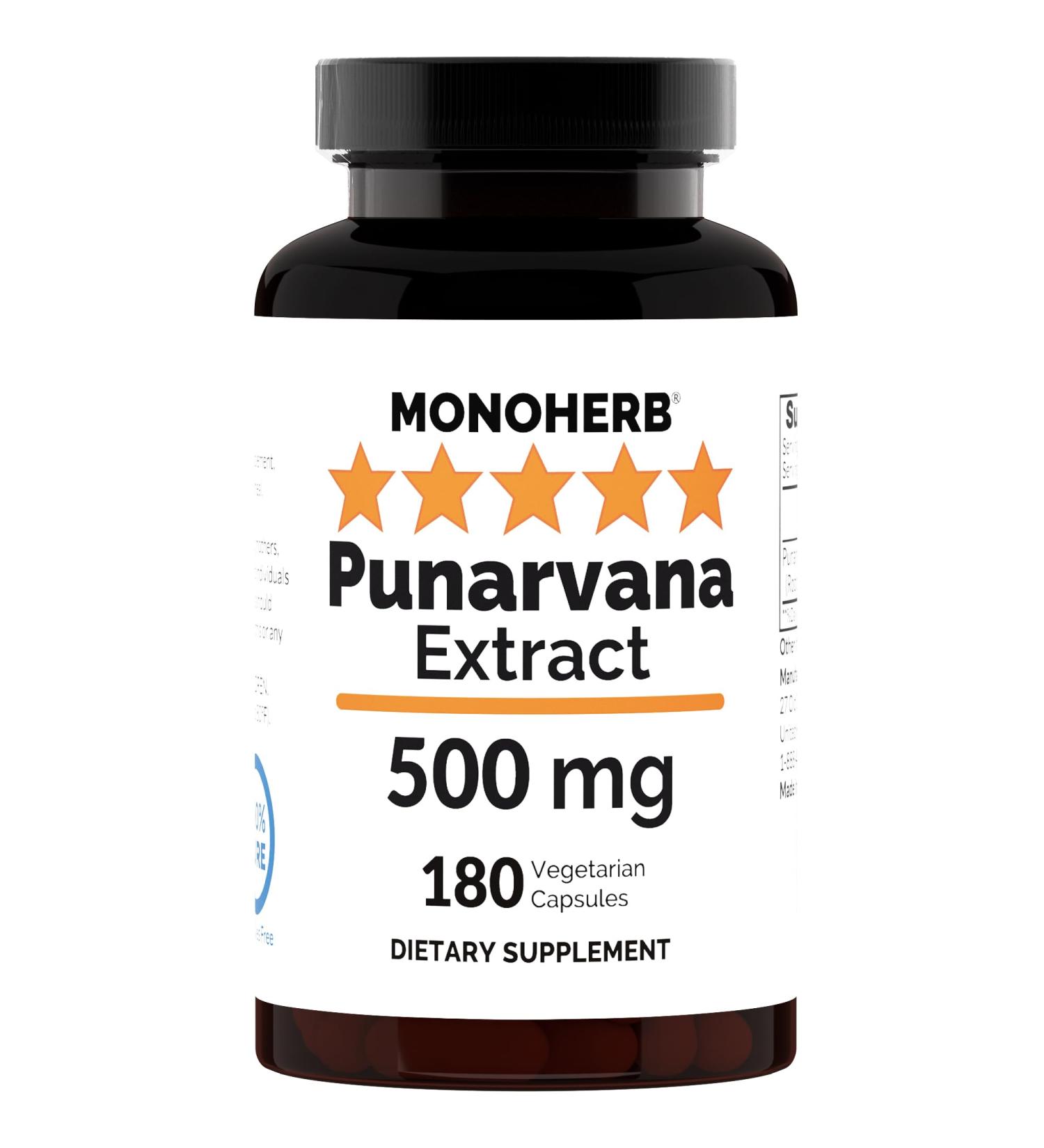 MONOHERB Punarvana Extract 500 mg - 180 Capsules