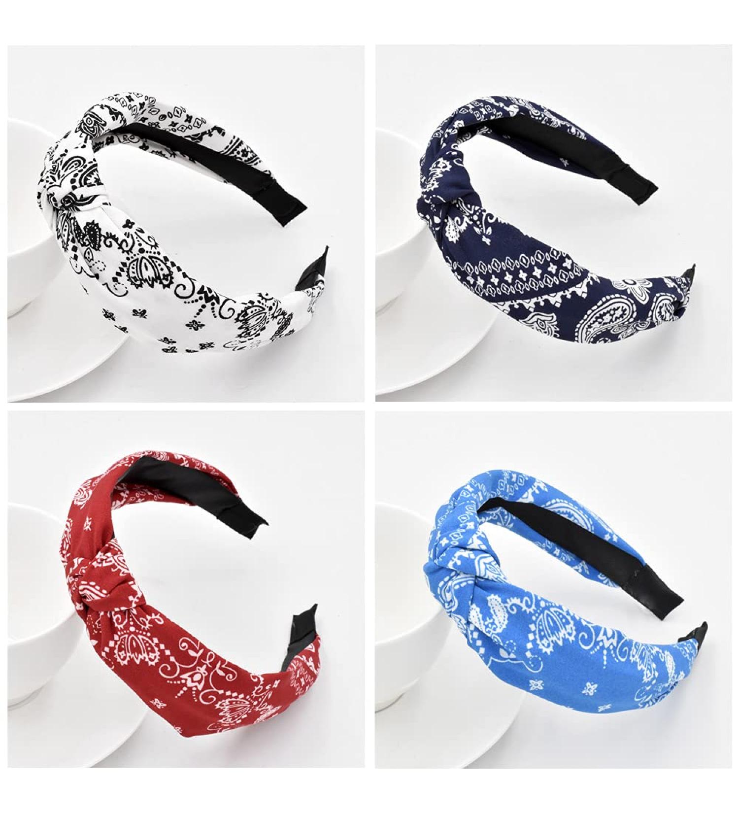 Buy Boho Wide Frontal Ligaments - 4-Pack Mixed Hair Bands for Women | Cute Twist-Knot Alice Hair Bands & 50s Hair Jewelry for Daily Use & Sports - Buy Online on GoSupps.com