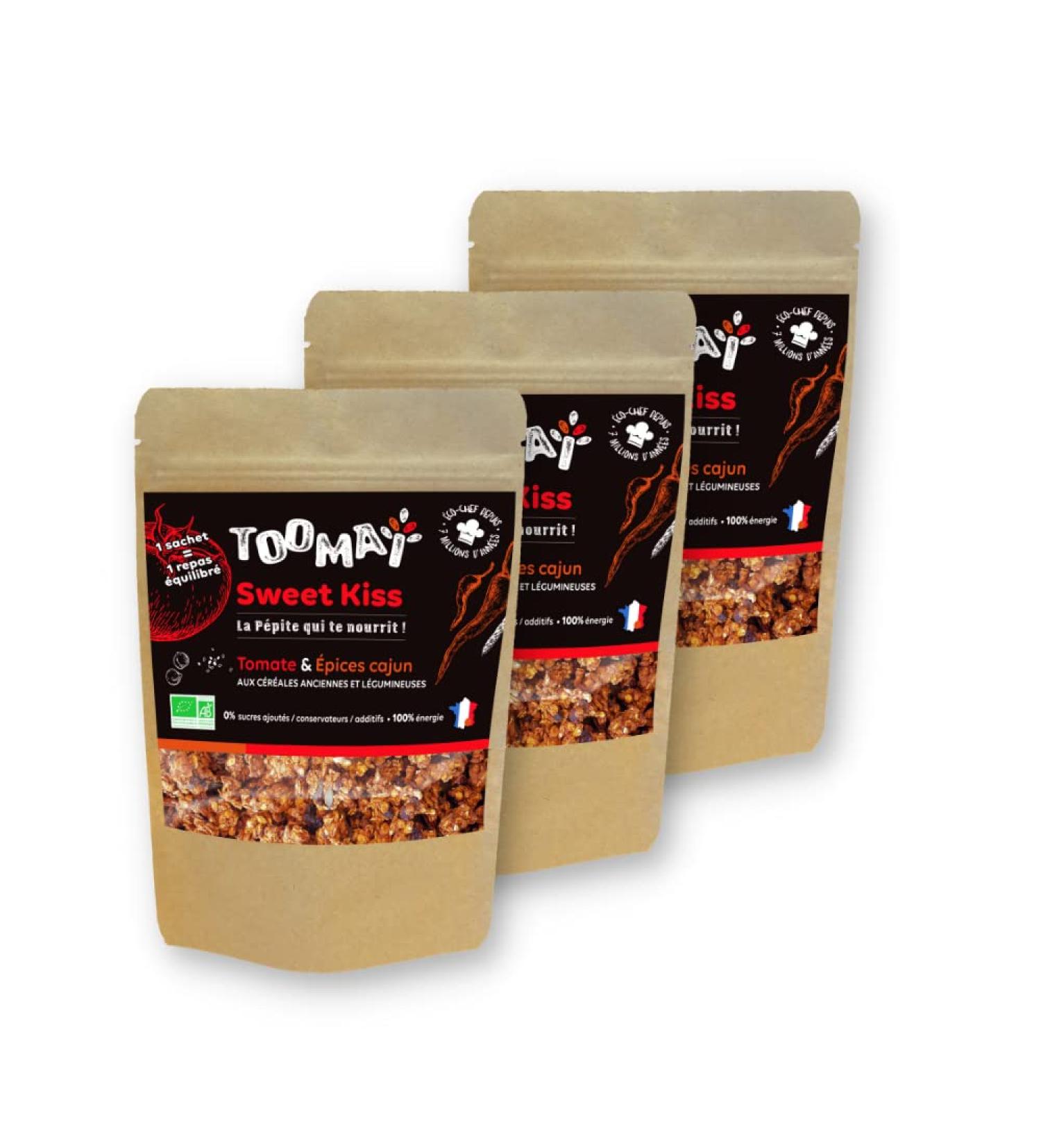 La P pite Tooma - ORGANIC MEAL Granola | Ready to eat | 100% NATURAL | SWEET KISS - Tomato & Cajun Spices - Pack of 3 (3x120g) | Vegan meal replacement - Buy Online on GoSupps.com
