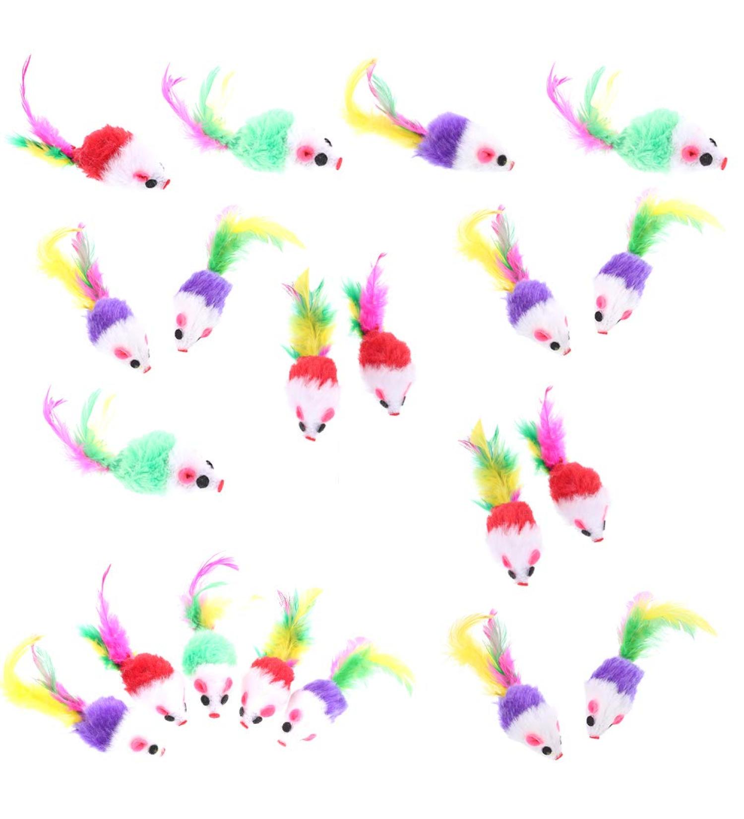 Falllea 20-Piece Cat Toy Set - Fun Rattling Mice with Feather Tails for Cats | Perfect for Playtime & Exercise - Buy Online on GoSupps.com