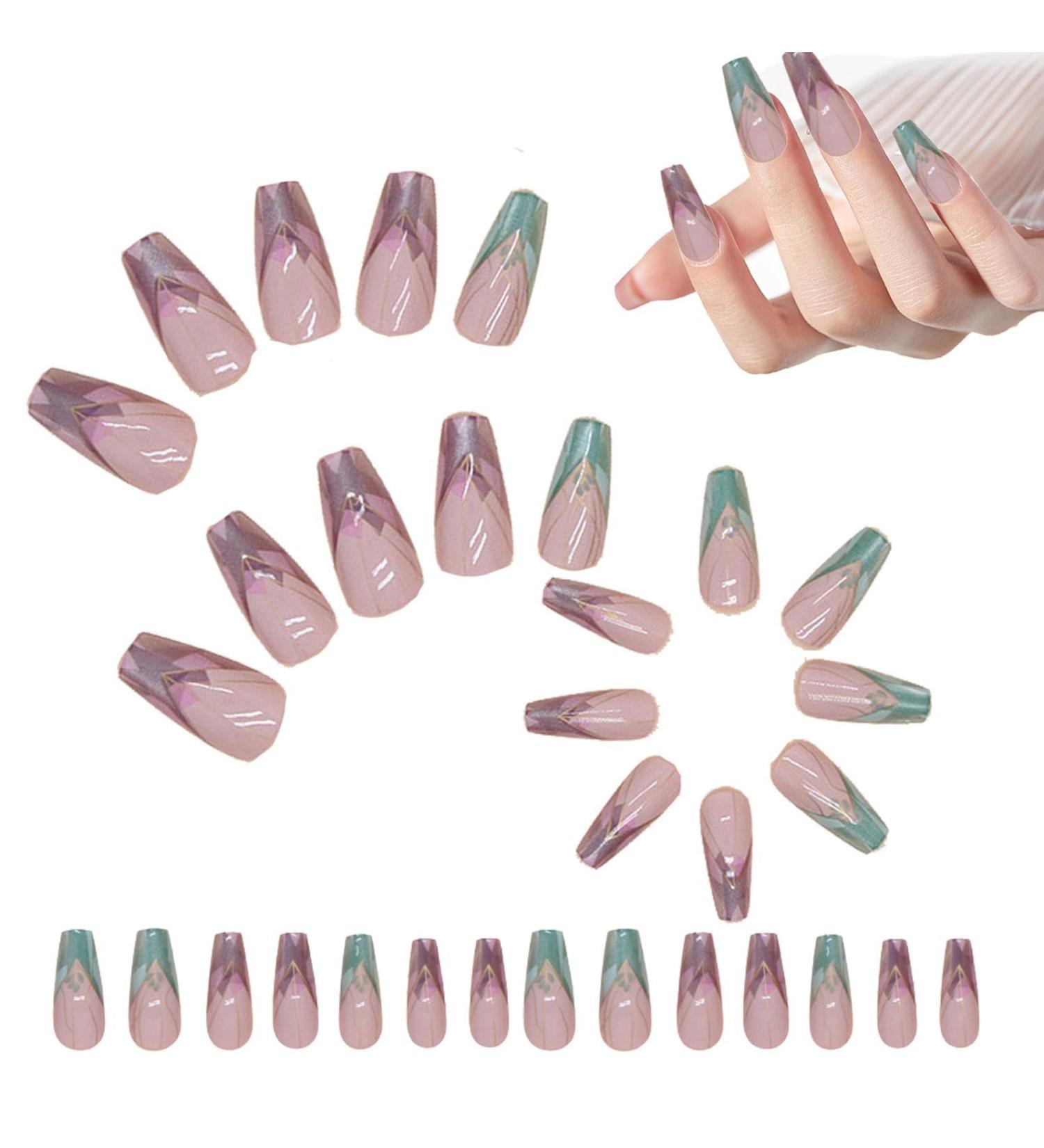 Mxshc Press on Nails for Women | Colorful Irregular False Nails | Portable Women Press on Nails User Friendly Fake Nails for Dates Birthday Parties - Buy Online on GoSupps.com
