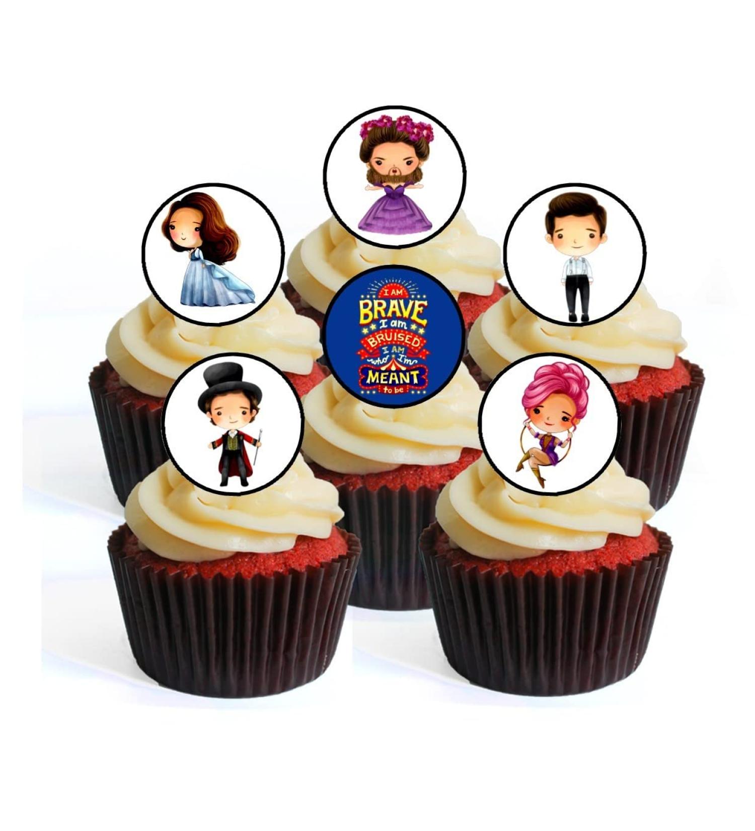 24 The Greatest Showman Theme Wafer Cupcake Toppers Showman Party Edible Cupcake Toppers - Stand Up Wafer Cake Decorations - Buy Online on GoSupps.com