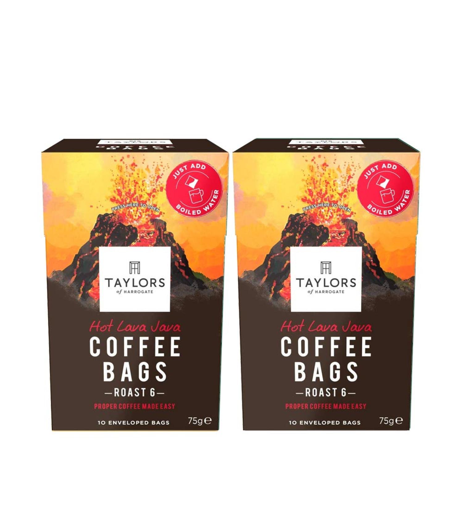 Coffee Taylors of Harrogate Fair Trade Roast Ground Coffee Bags 10 Bags (Hot Lava Java 2 Boxes (20 Bags)