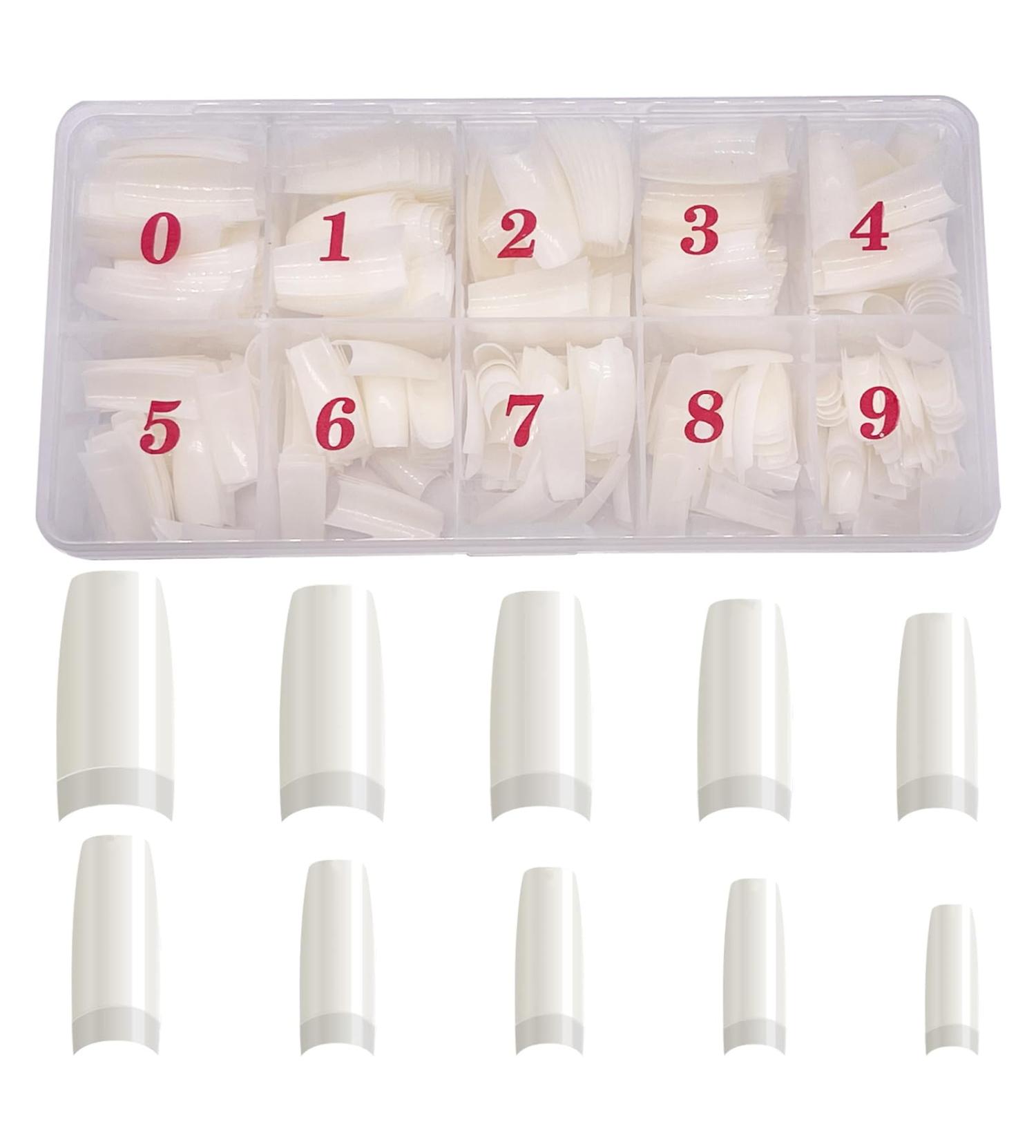 WJIASI Natural False Nails: Oval French Acrylic Artificial Nail Tips for Girls & Women - 500 pc, 10 Sizes - Natural Color - Buy Online on GoSupps.com