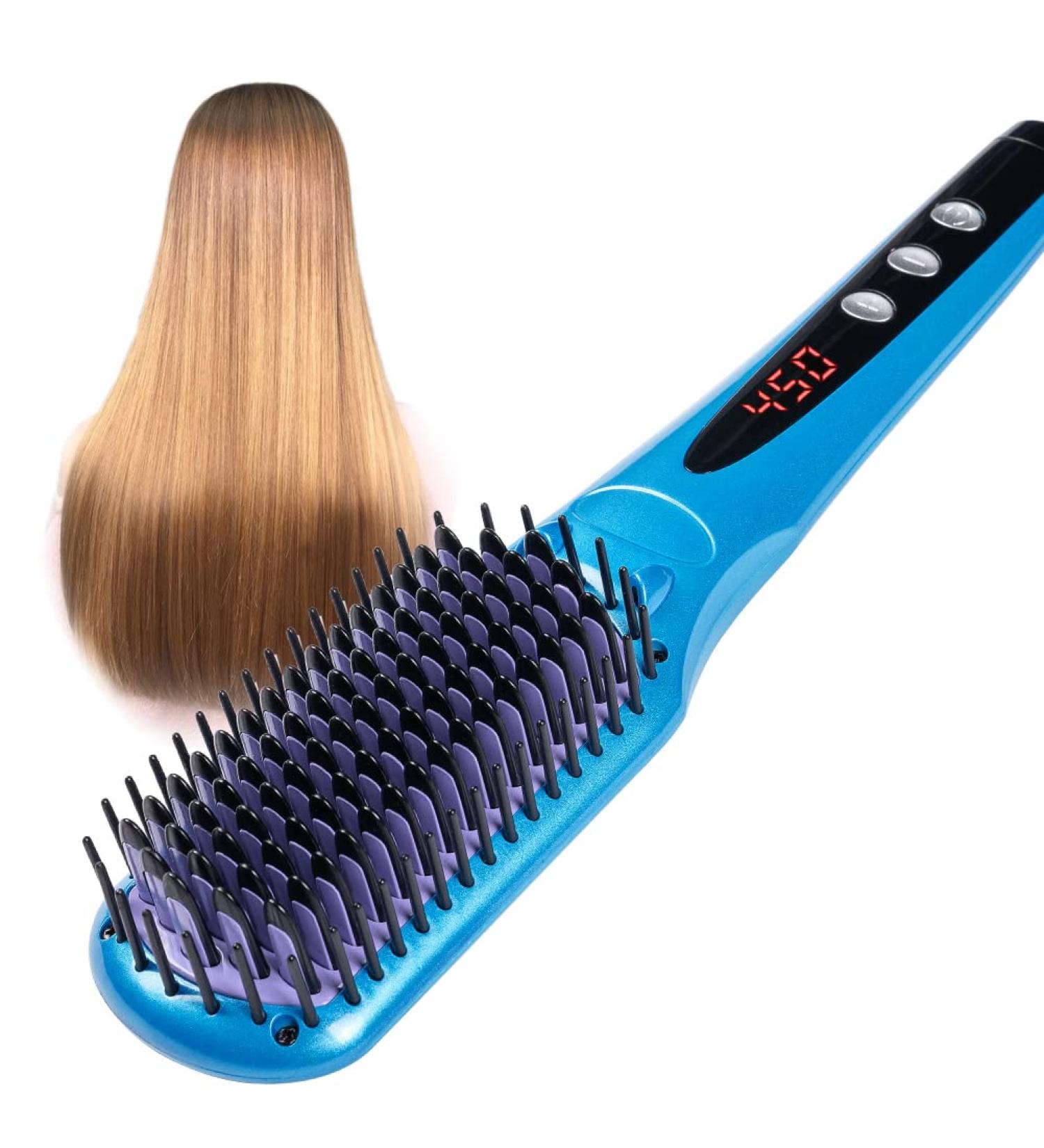 Enhanced Negative Ion Hair Straightener Brush - 30s Fast Heat-Up, 16 Temp Settings, MCH Heated, Ceramic Straightening Comb - Anti-Scald Technology - Ideal for Various Hair Types - Buy Online on GoSupps.com