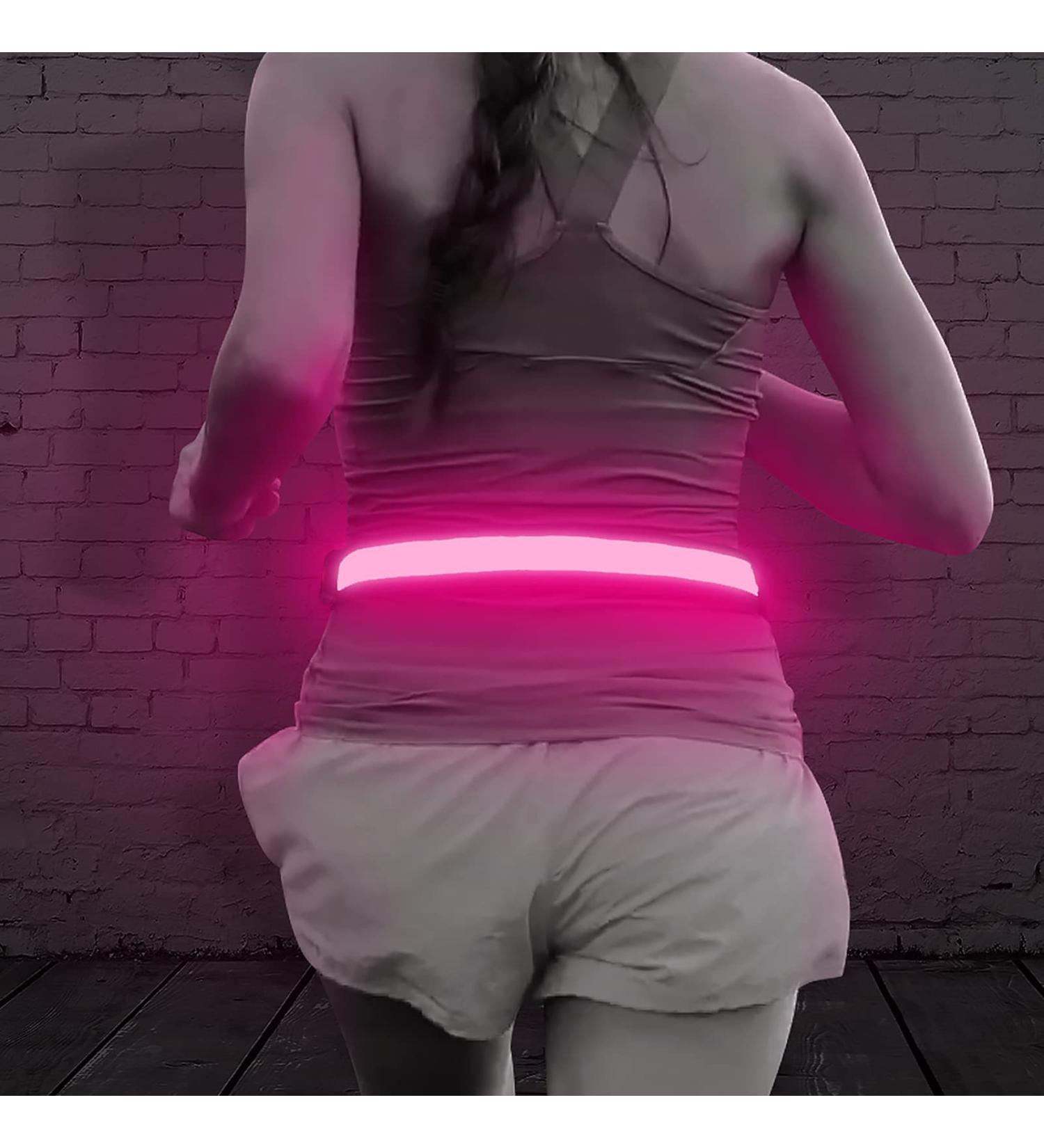 Illumifun Elastic LED Running Belt - USB Rechargeable Pink Waistband for Running, Cycling, Camping - High Visibility Safety Light - Buy Online on GoSupps.com