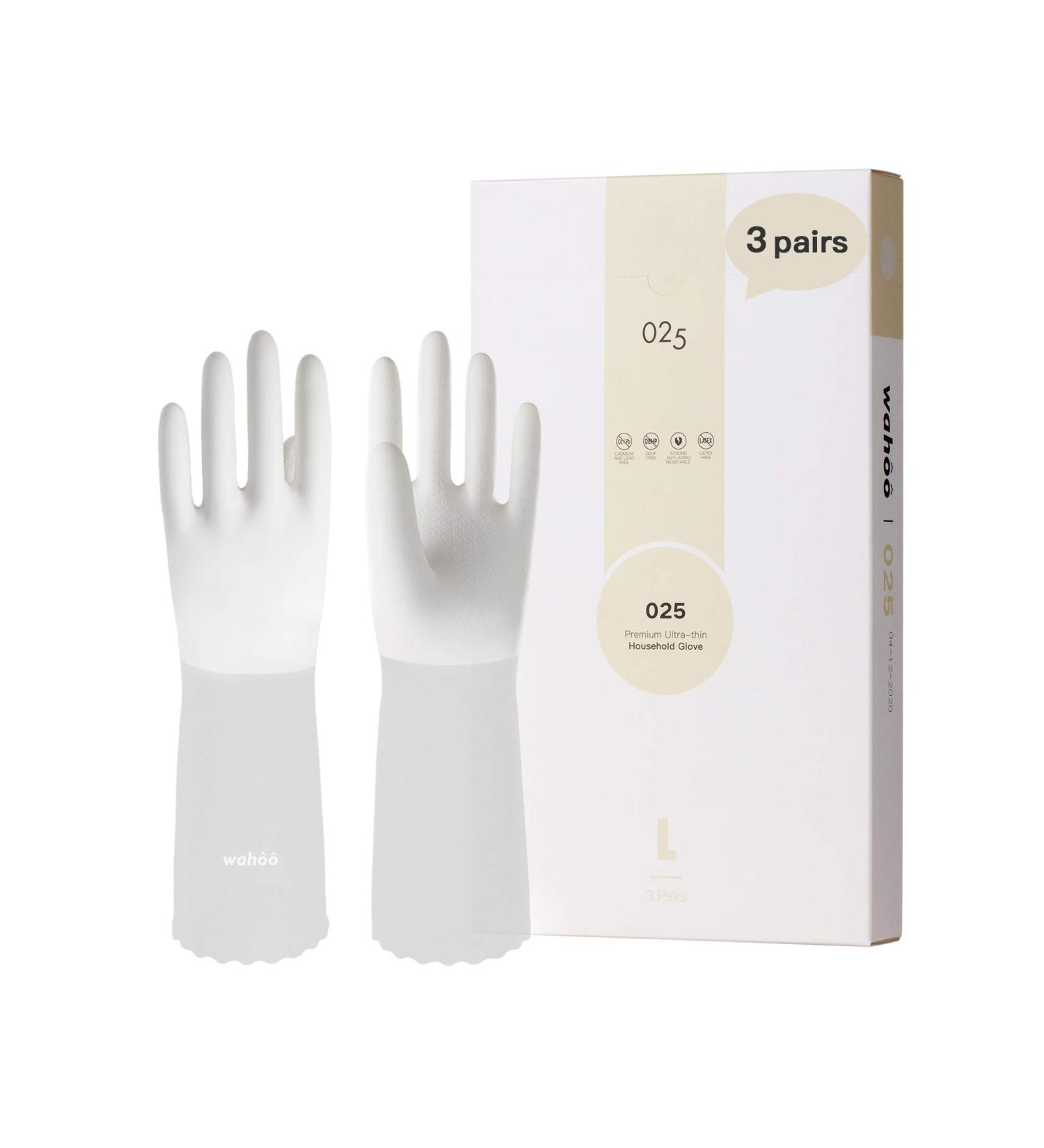 Shop Lanon Wahoo Reusable Household Gloves - 3 Pairs Size L White | Ideal for Kitchen Cleaning & Dishwashing - Buy Online on GoSupps.com