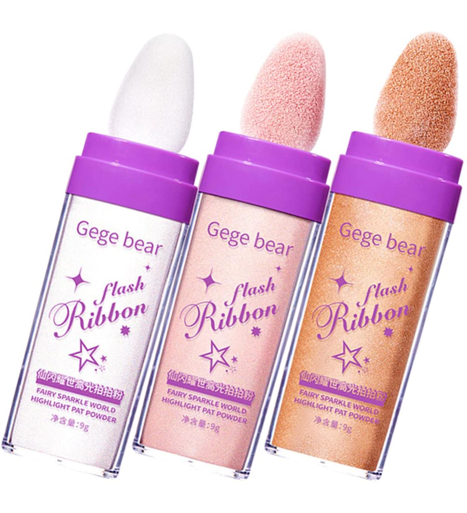 FOMIYES 3pcs Highlight Pat Powder Glitter Highlighter Face Powder Compact Body Glitter for Girl Flash Makeup - Buy Online on GoSupps.com