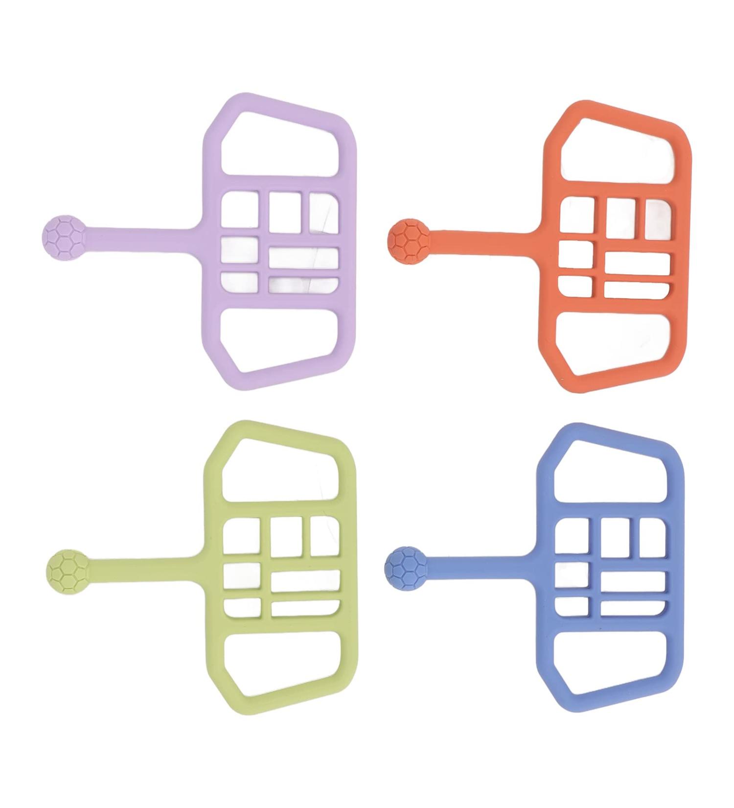 4pcs Silicone Baby Teether Toy - Football Grid Pattern Chew Tool for Infants & Kids - Safe Dental Relief - Buy Online on GoSupps.com