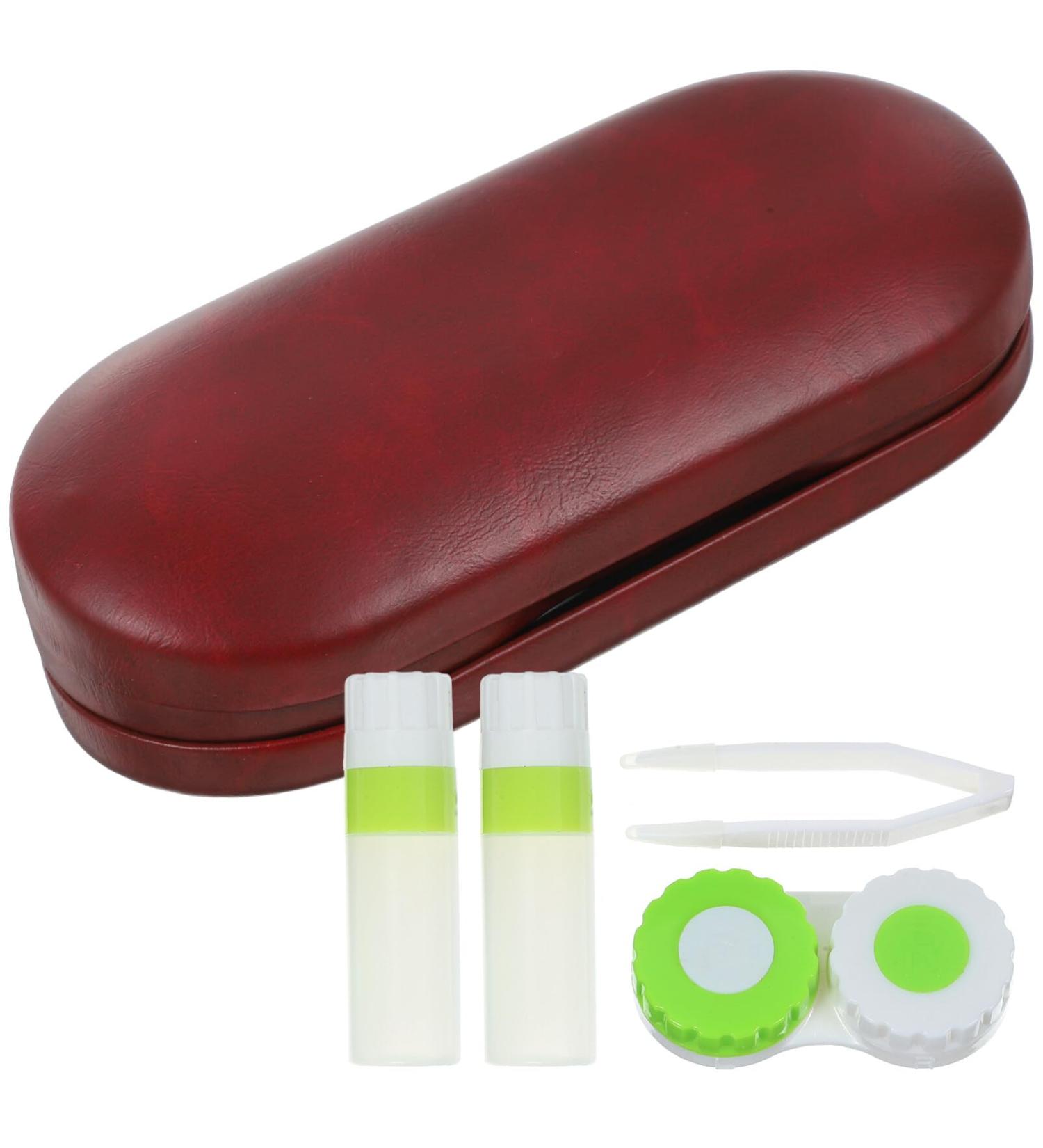 Healvian Double Glasses Case - 2 in 1 Portable Dual-Sided Contact Lens Container with Mirror & Tweezer | Red - Buy Online on GoSupps.com