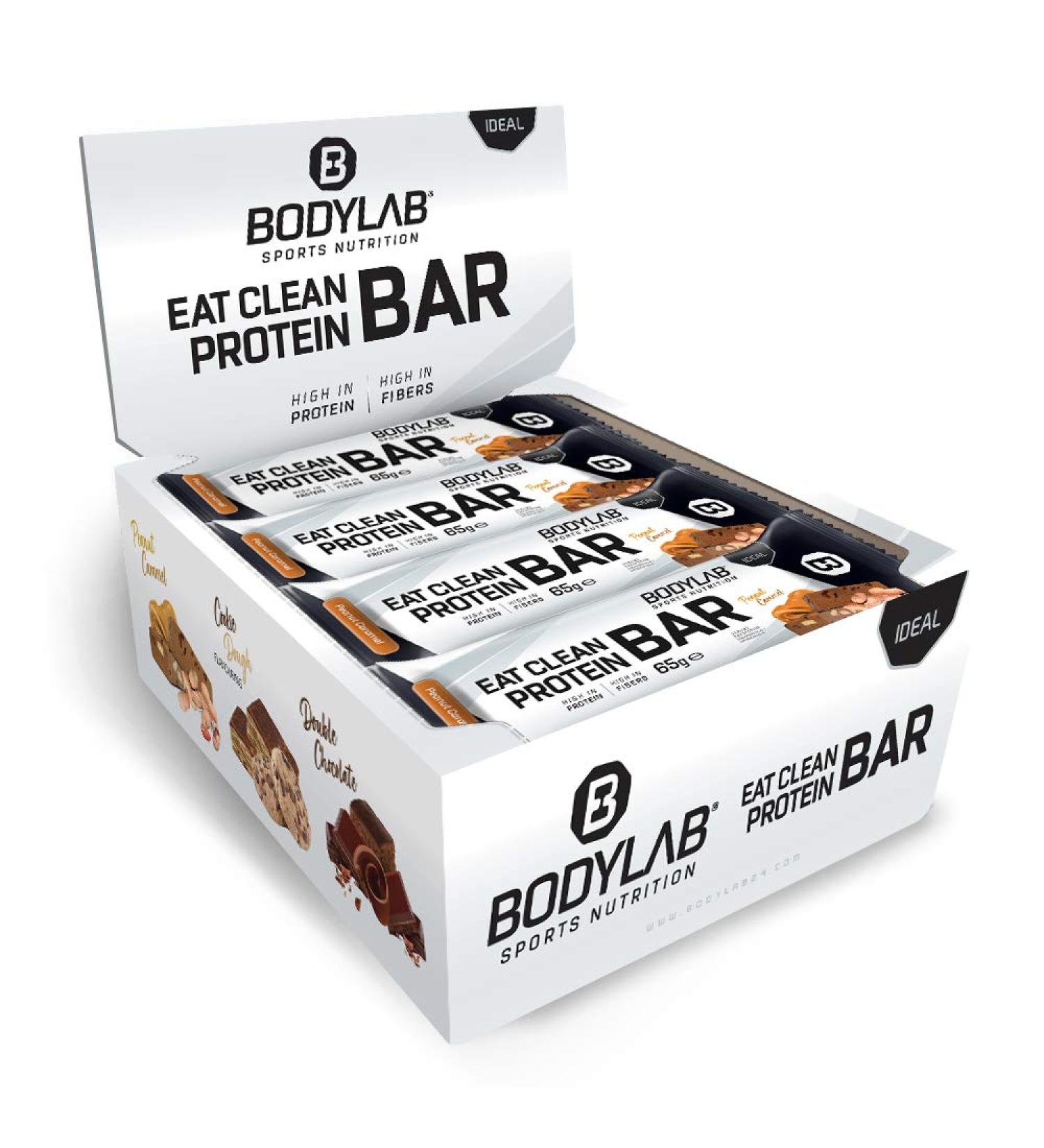 BODYLAB24 EAT Clean Protein Bar - 12 x 65g | 20g Protein High Fiber Delicious Peanut Caramel Snack for Fitness & Sports - Buy Online on GoSupps.com