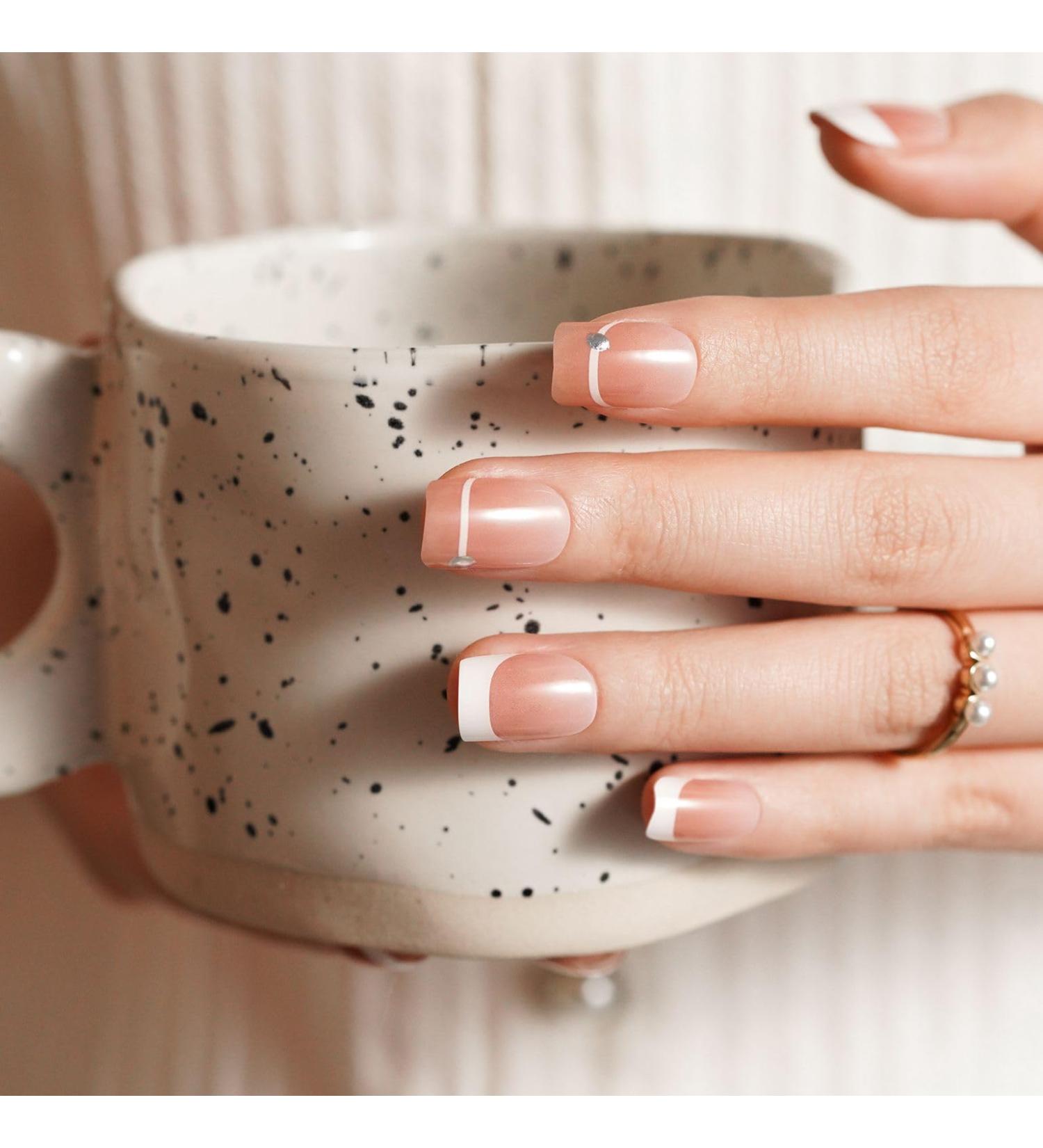 DANNI & TONI 28 Stickers Semi Cured Nail Wraps Soft Self-Adhesive Gel Nail Stickers Salon-Quality Gel Nail Polish Strips(Subtle Chic) French Manicure Stickers - Buy Online on GoSupps.com