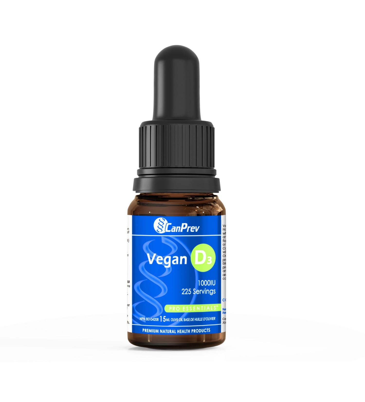 CanPrev - D3 Drops Vegan 1000IU 15ml Liquid - Help to Support Immune Function and to Build Strong Bones and Teeth - Buy Online on GoSupps.com
