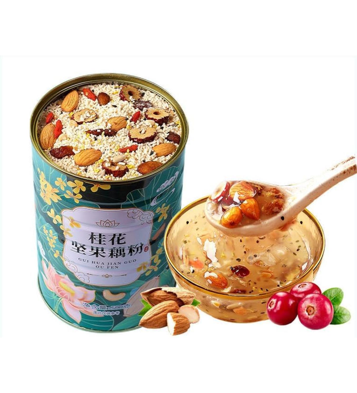 Osmanthus nut Lotus Root Powder Soup Instant Brewed and Ready to eat red jujube nut Soup Rose Flavored Full Belly Snack Fruit Soup Nutritional Breakfast Gift (Osmanthus Lotus Root Powder 2 can) Osmanthus Lotus Root Powder 2 can - Buy Online on GoSupps.com