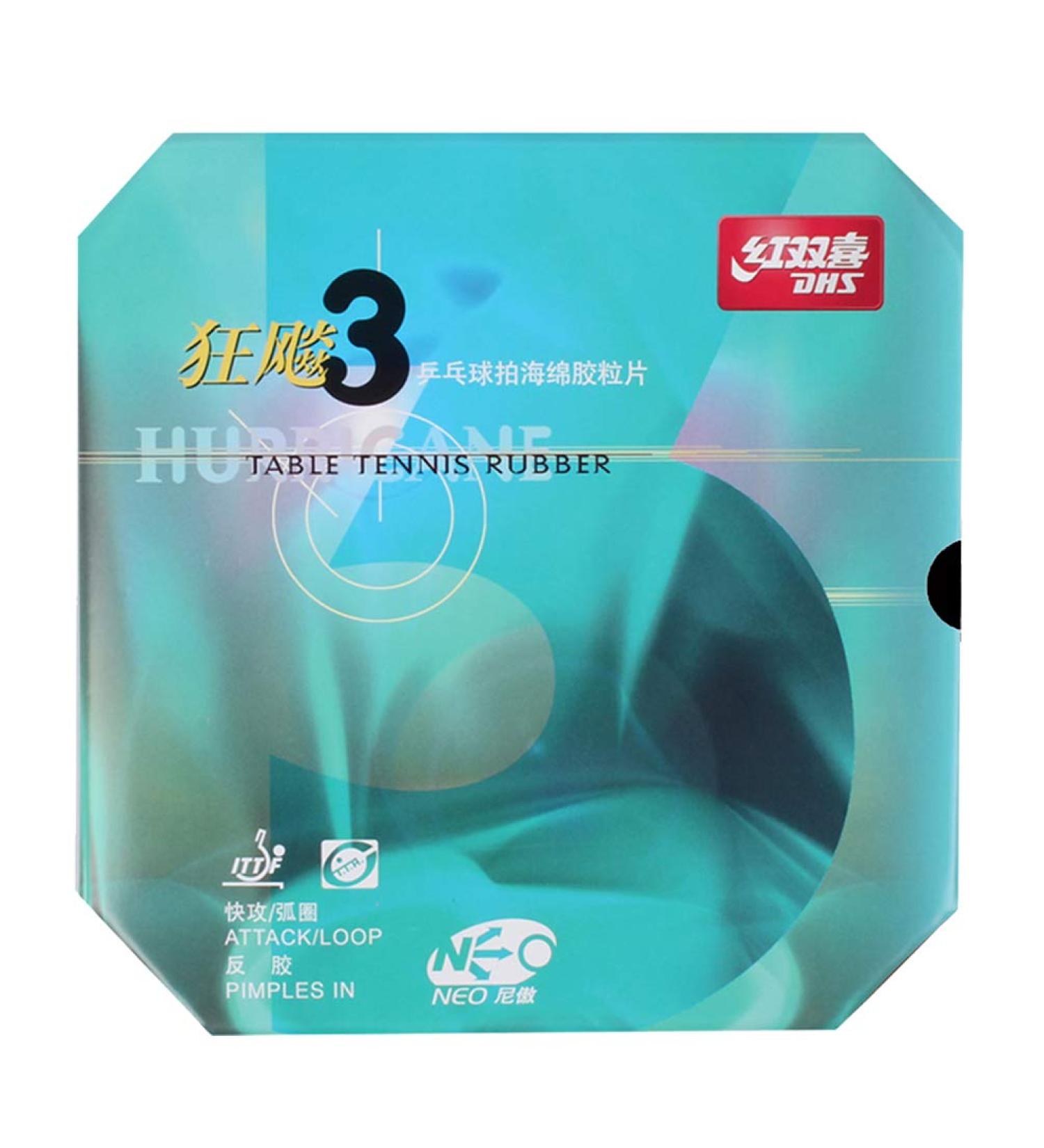 DHS Hurricane 3 NEO Table Tennis Rubber Sheet - Black 39/2.2 mm - Competition Ping Pong Rubber - Buy Online on GoSupps.com