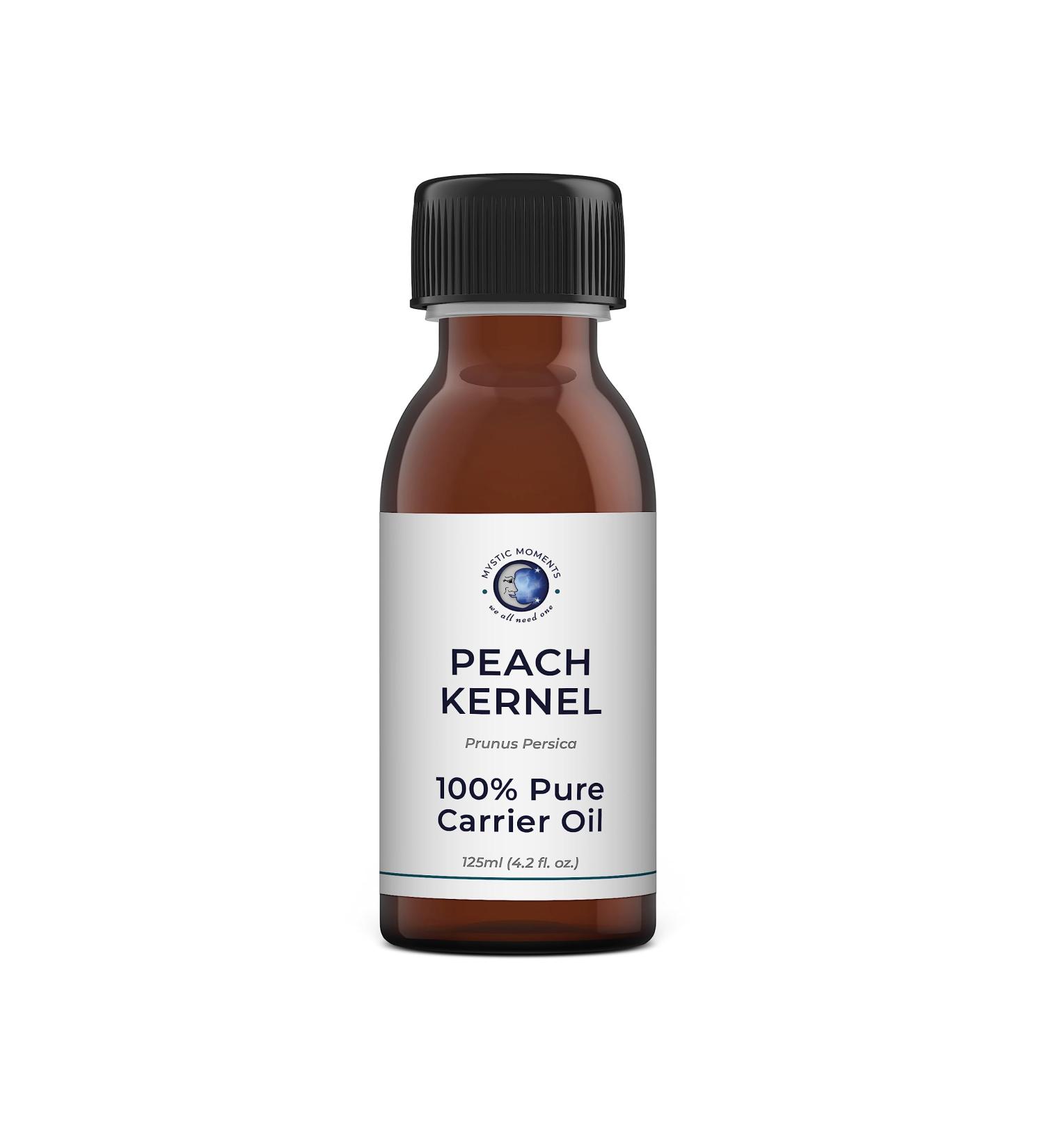 Mystic Moments Peach Kernel Oil 125ml | Pure Natural Oil for Hair Face Nails Aromatherapy & Vegan Massage - GVO-Free - Buy Online on GoSupps.com