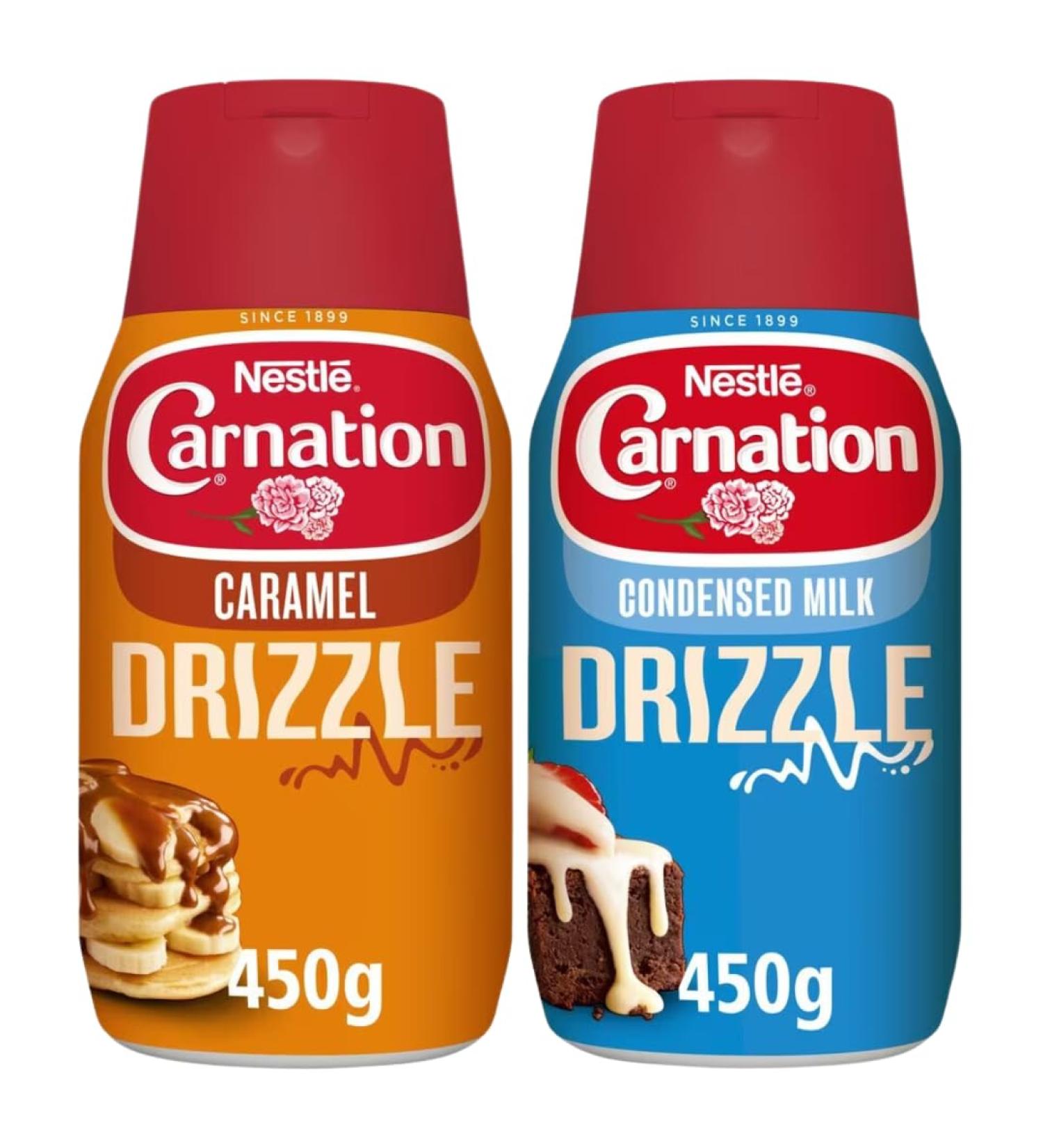 Original Drizzle Condensed Milk Dessert Sauce Bottle 450g with Caramel Drizzle 450g -Bundle Consisting of Carnation Milk x2 Pack