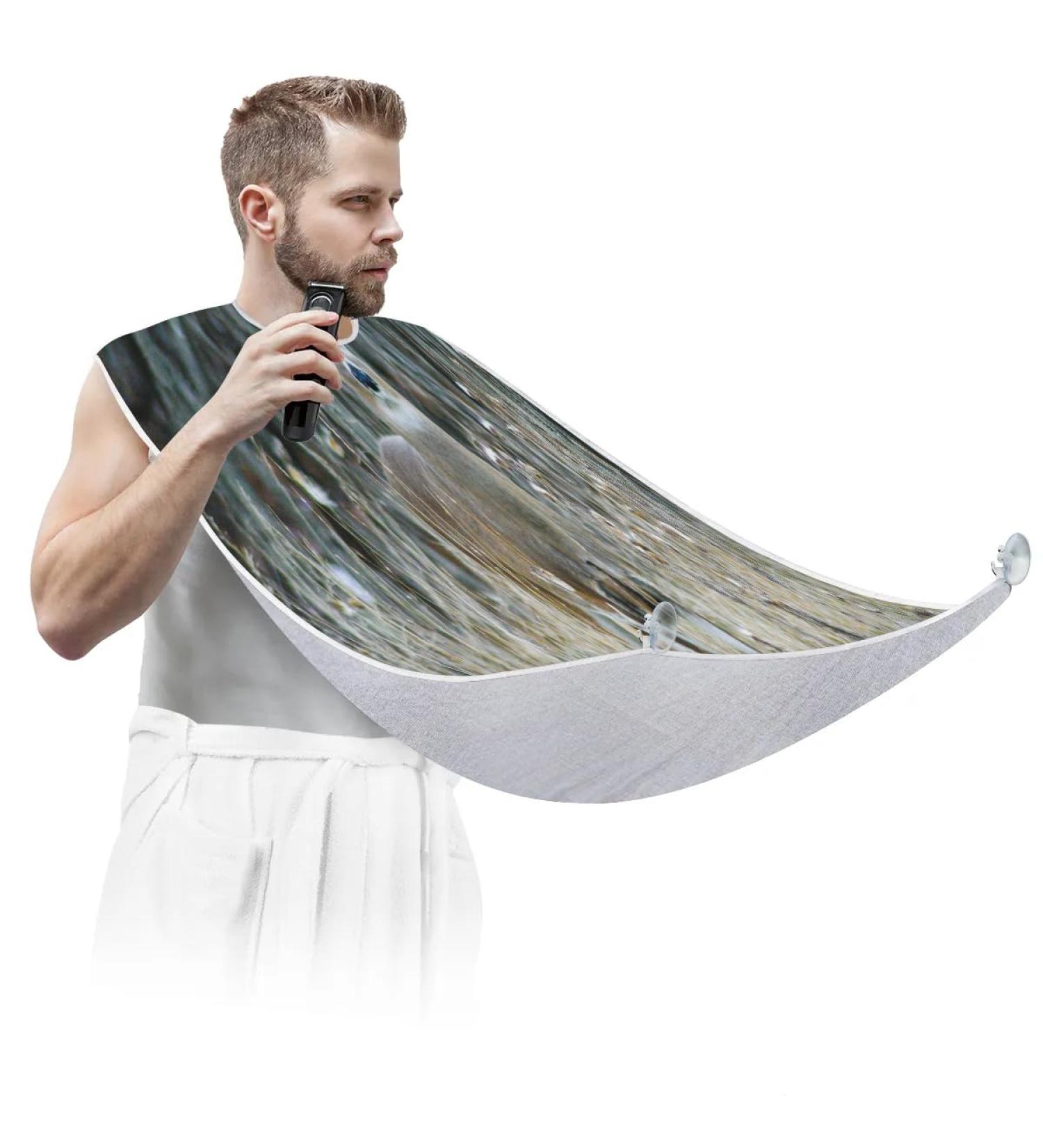 Beard Bib Apron - Non-Stick Waterproof Hair Catcher for Men | Deer Pattern Grooming Cloth - Buy Online on GoSupps.com