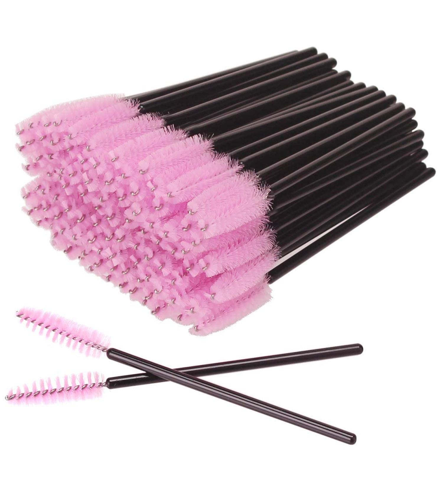 50 Pieces Disposable Eyelash Brushes Mascara Wands Eyelash Eyebrow Applicator Cosmetic Makeup Brush Tool Kits (Black/Pink) black / pink - Buy Online on GoSupps.com