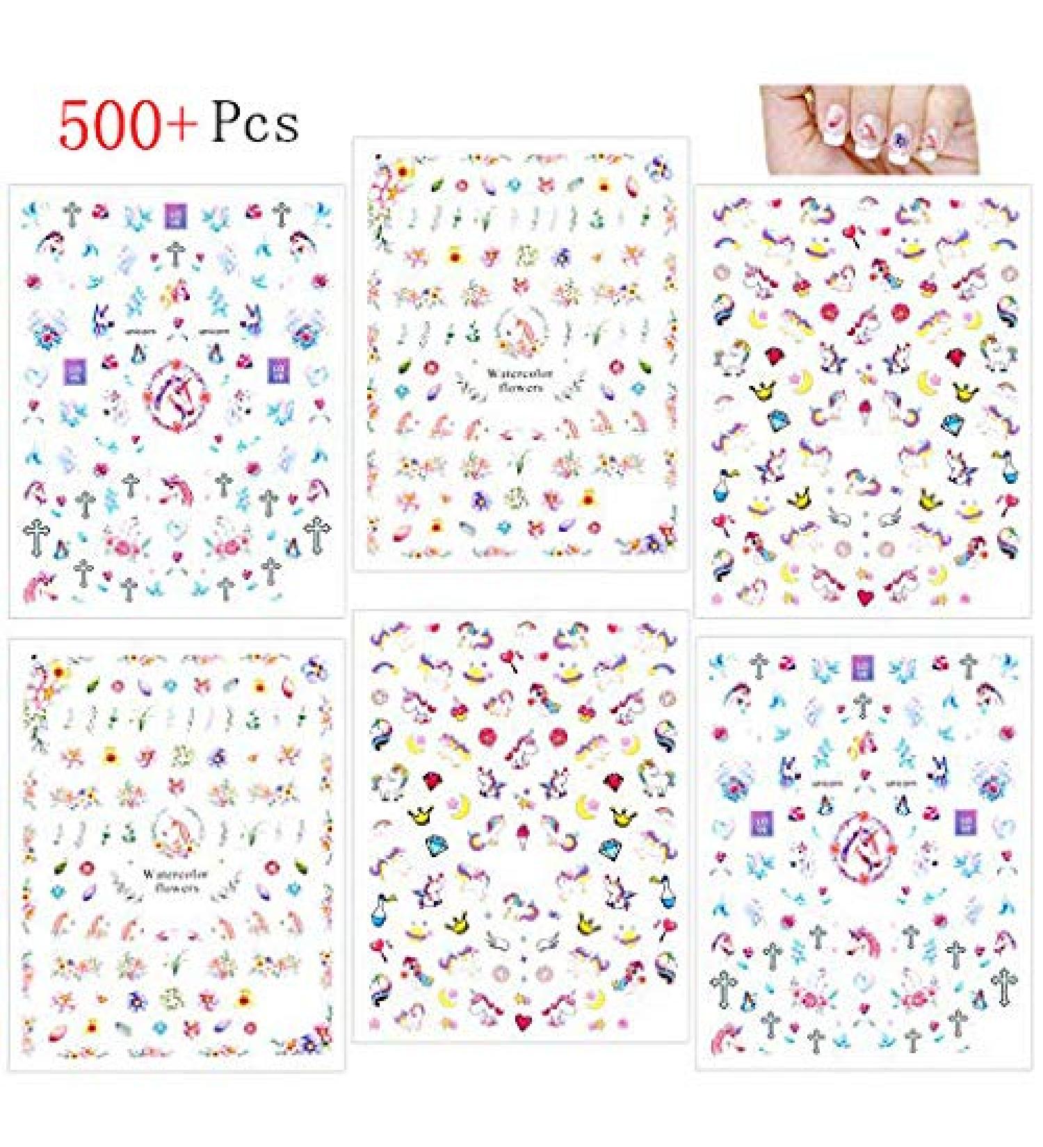Konsait Unicorn Nail Stickers Decals - 500+ Designs | 3D Self-Adhesive Nail Art for Kids, Women, Girls | Unicorn Gift, Birthday Party Decorations - Buy Online on GoSupps.com