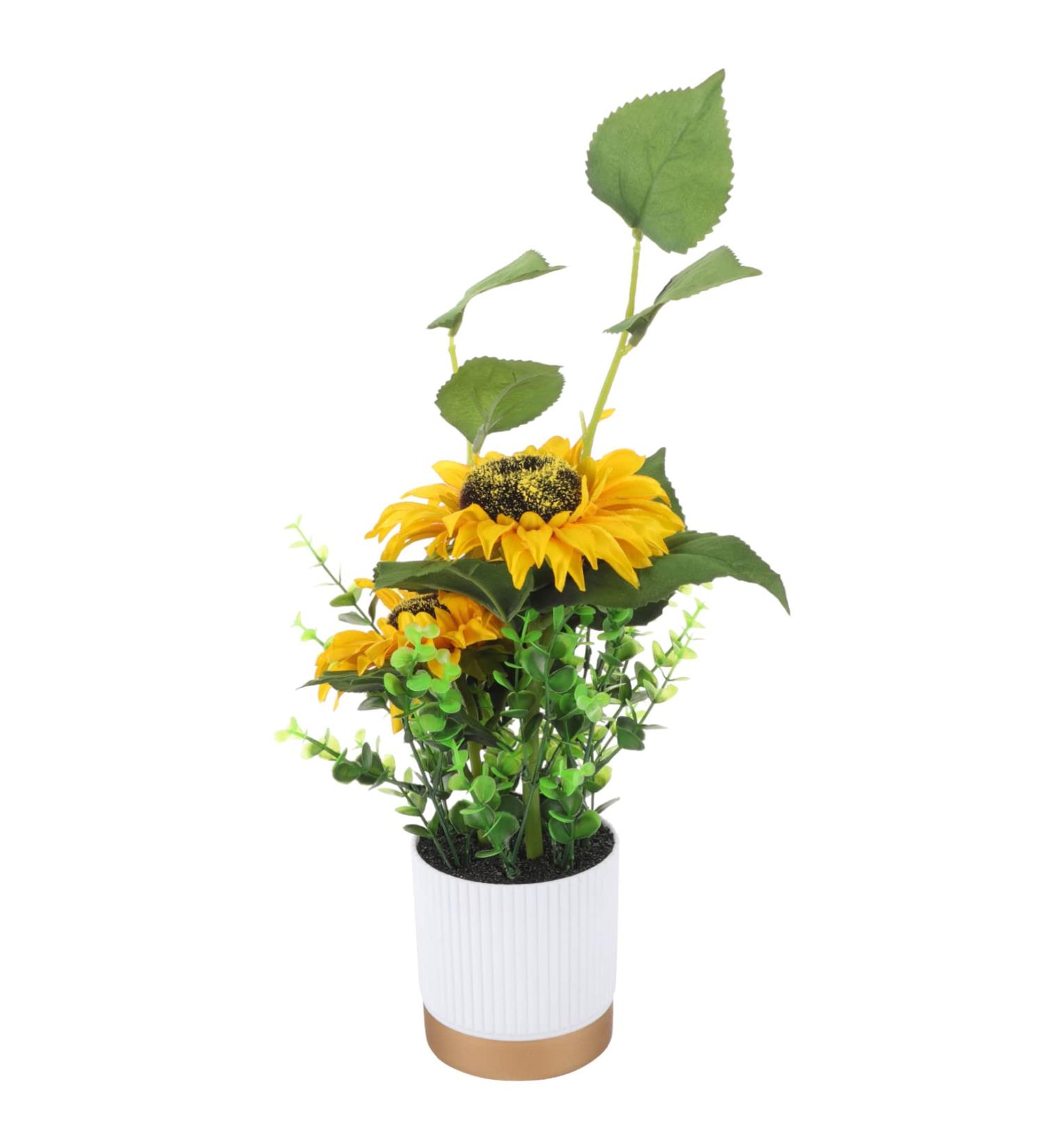 LIFKICH Artificial Potted Flower Faux Potted Plants Potted Sunflower Plastic Fake Potted Flower Desktop Faux Sunflower Arrangement Mini Potted Plant - Buy Online on GoSupps.com