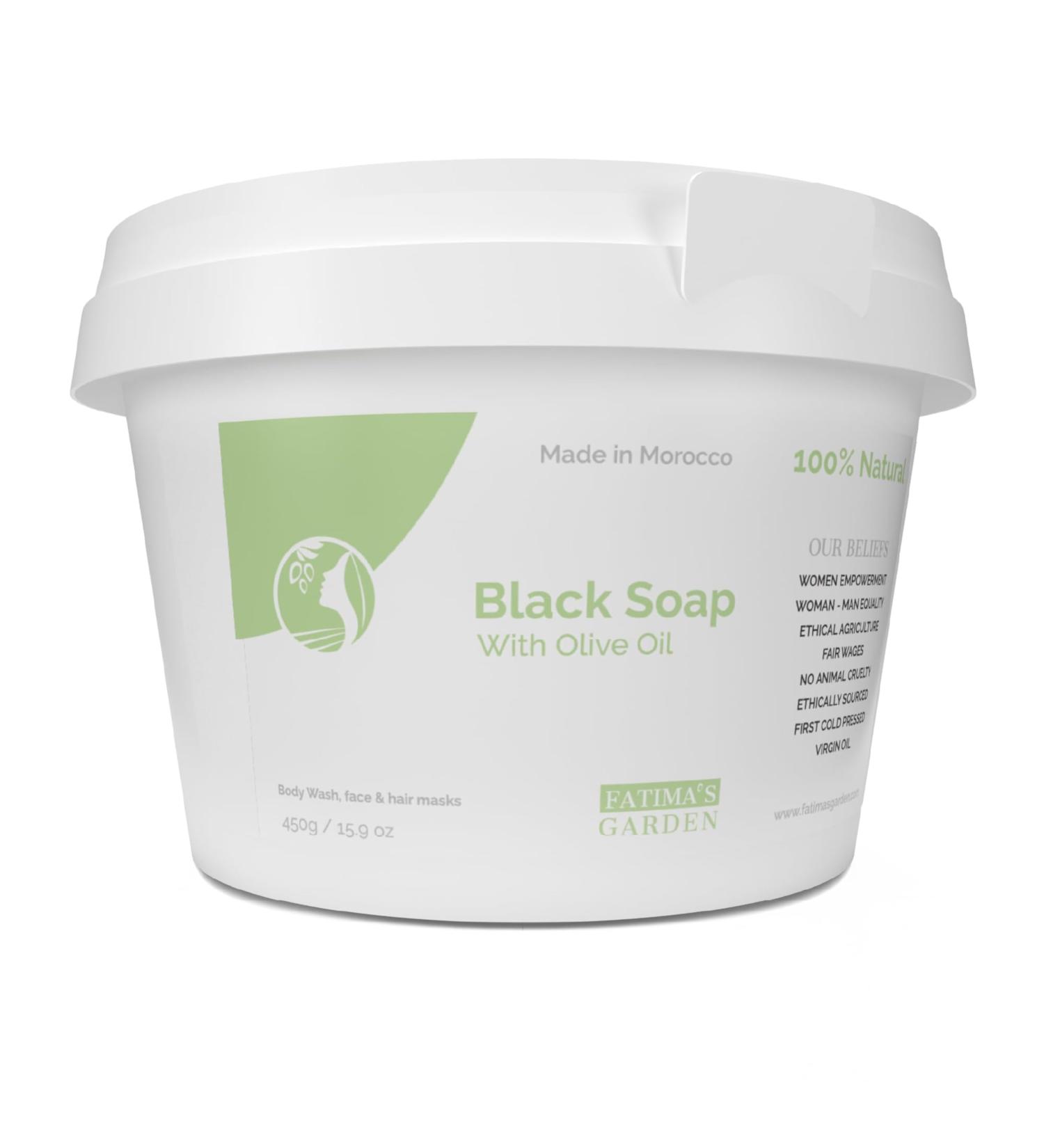 Fatima s Garden Black Soap - 100% Natural Moroccan Beldi Soap for Skin Peeling with Olive Oil | 450g Pack - Buy Online on GoSupps.com