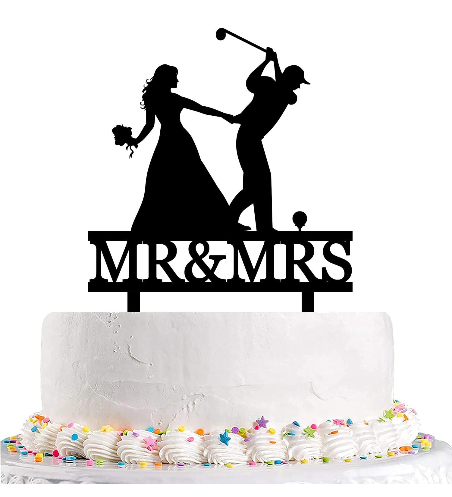 Funny Wedding Cake Topper - Bride Grabs Golfer Groom Who Playing Golf - Golf Couple Cake Topper Mr&Mrs Wedding Cake Topper (Golfer) - Buy Online on GoSupps.com