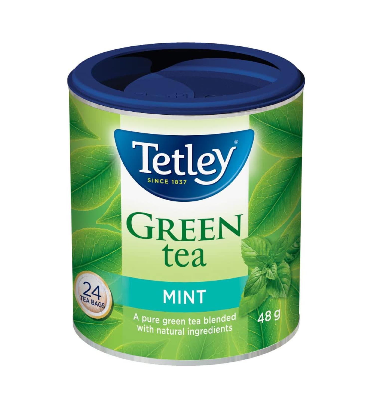 Tetley Green Tea Mint - 24 Tea Bags 48 Grams Contains Caffeine - Buy Online on GoSupps.com