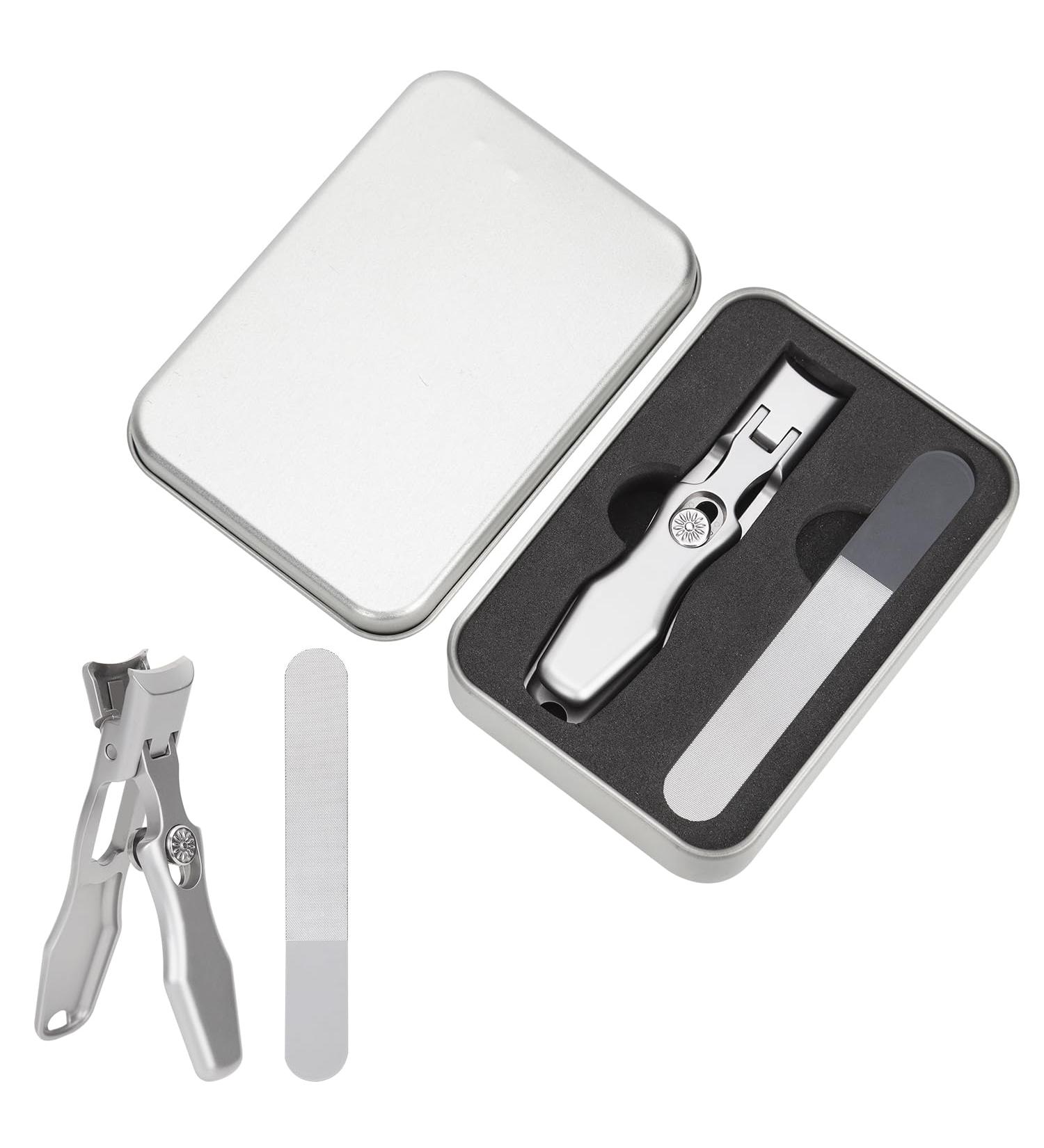 Nail Clippers for Thick Nails Stainless Steel Anti-Splash Nail Clippers Open Large Fingernail Cutter Nail File Portable Sharp Toe Nail Clippers for Men Women with Box - Buy Online on GoSupps.com
