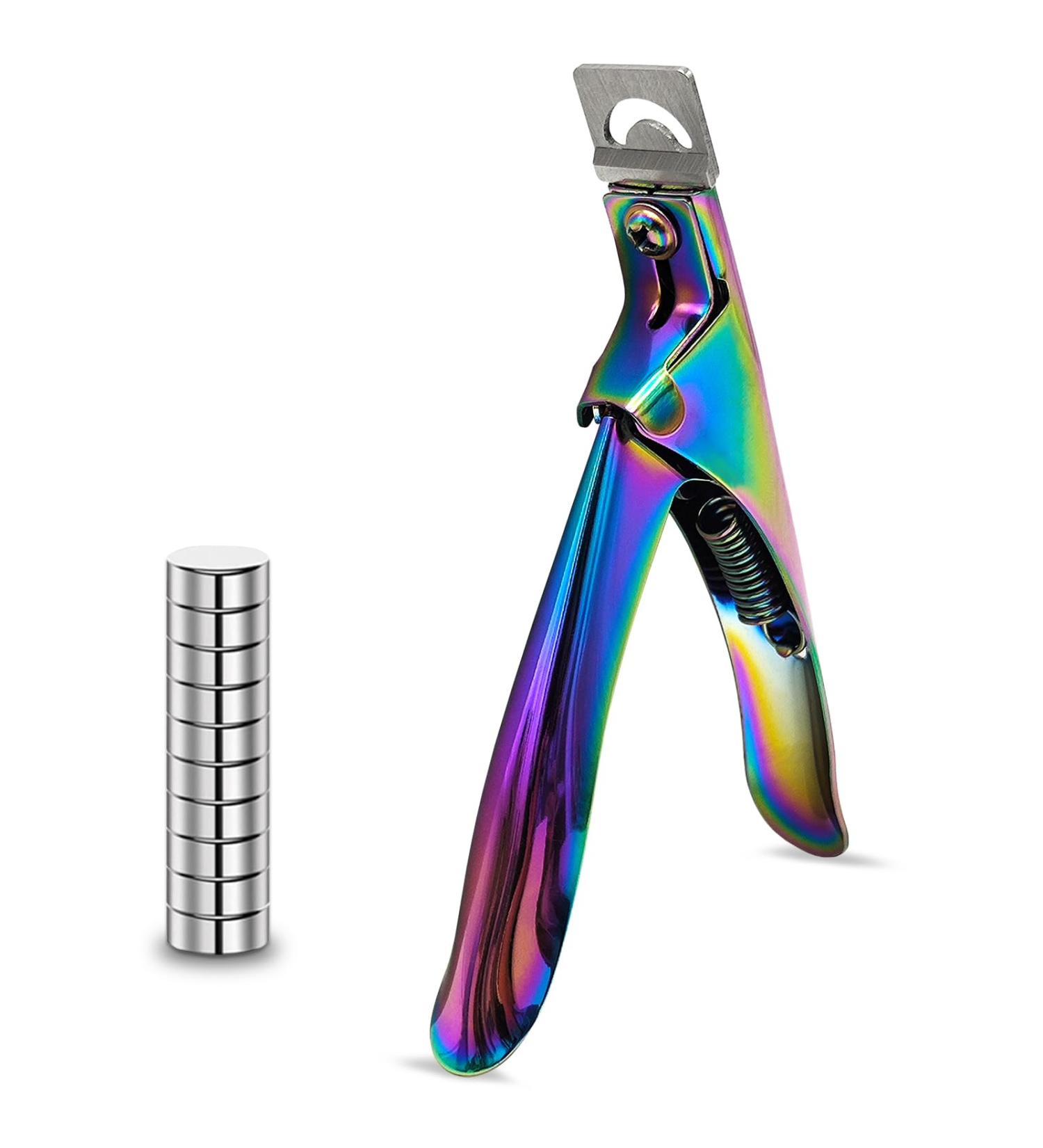 Professional Rainbow Acrylic Nail Cutter with Magnet Sizer & Adjustable Length Measurement - Precision Nail Clippers for Salon & Home Nail Art - Buy Online on GoSupps.com