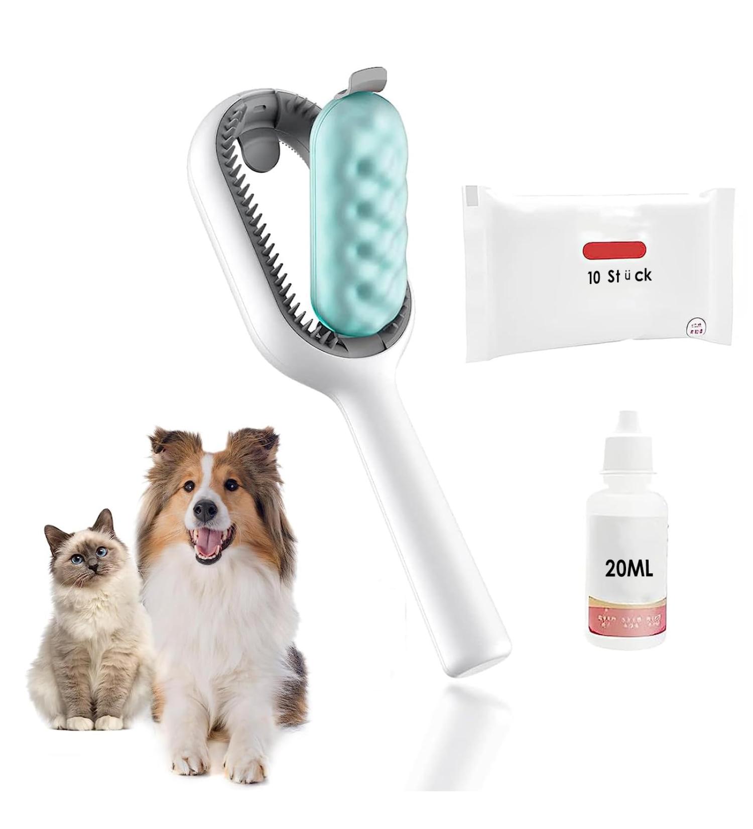 Kolibrin Animal Hair Removal Comb with Water Tank - Cat Brush for Effortless Pet Hair Removal (Blue) - Buy Online on GoSupps.com