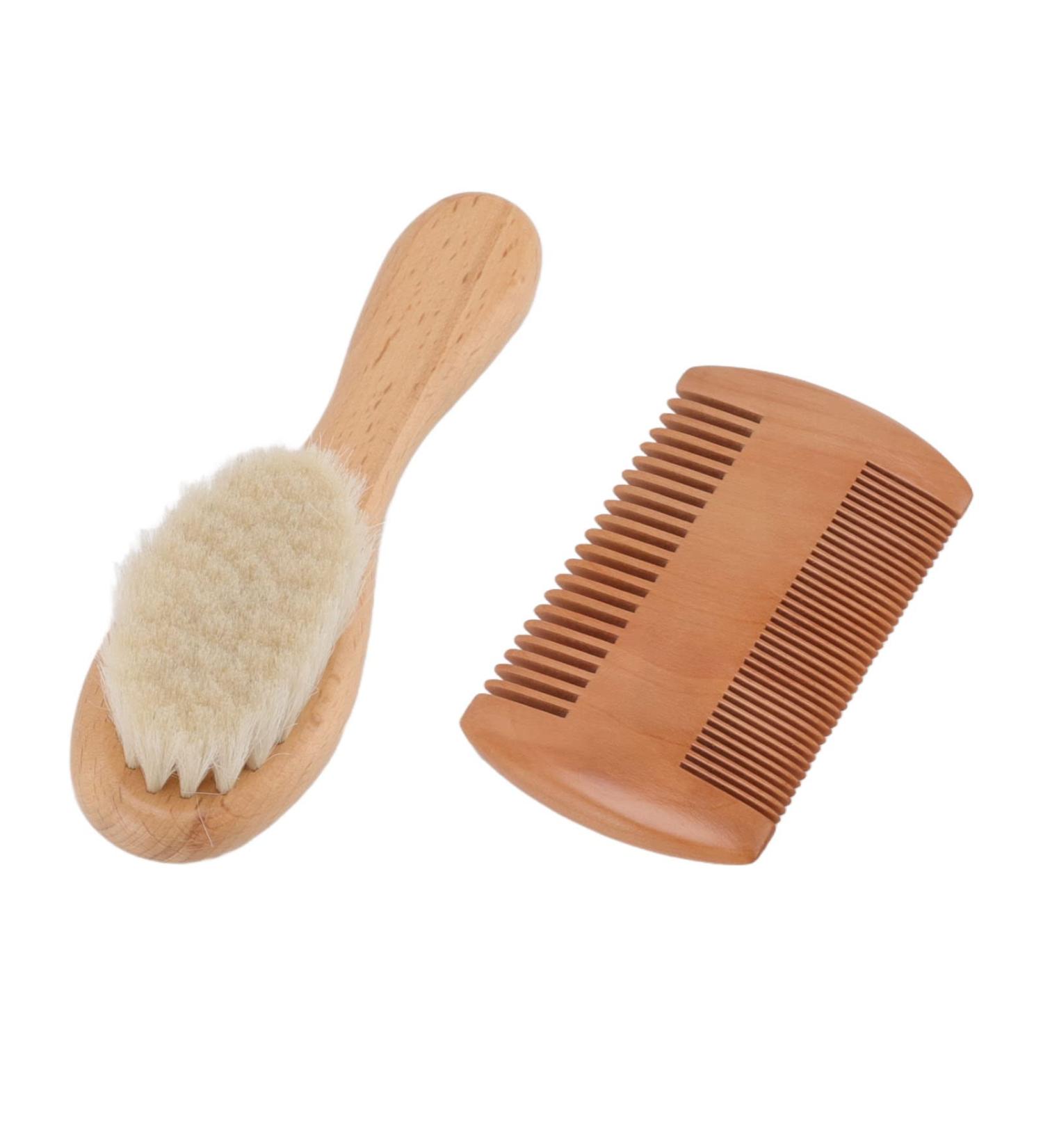 Newborn Hairbrush  Practical Considerate Baby Hairbrush Set Wooden Soft Double Sides Comb for Infant - Buy Online on GoSupps.com